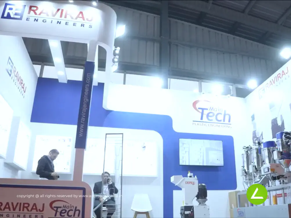 Plastic Processing Exhibition Stall Design at Plexpo Gandhinagar — 18 sqm 1 side open trade show booth for Raviraj at Plexpo 2025, 2025