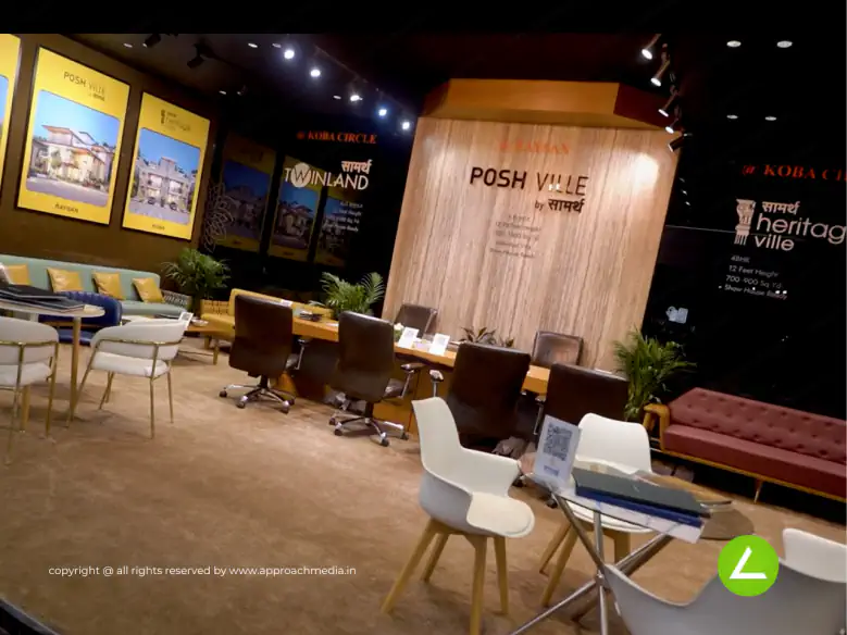 Residential Real Estate Exhibition Stall Design at Tricity Property Show Gandhinagar — 60 sqm 1 side open trade show booth for Samarth at Tricity Property 2025, 2025