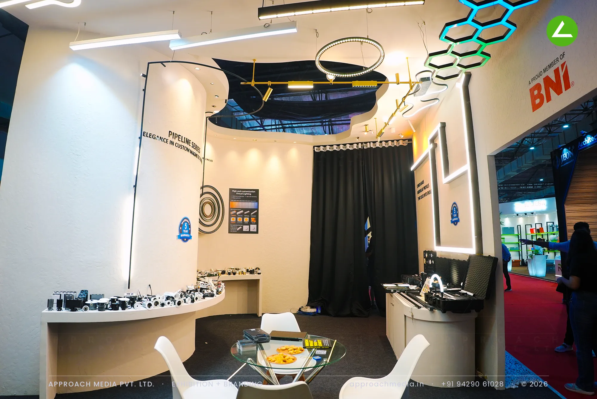 Virtual Lights at ACETECH Mumbai — a 50 sqm exhibition stall design built out of light — photo 4