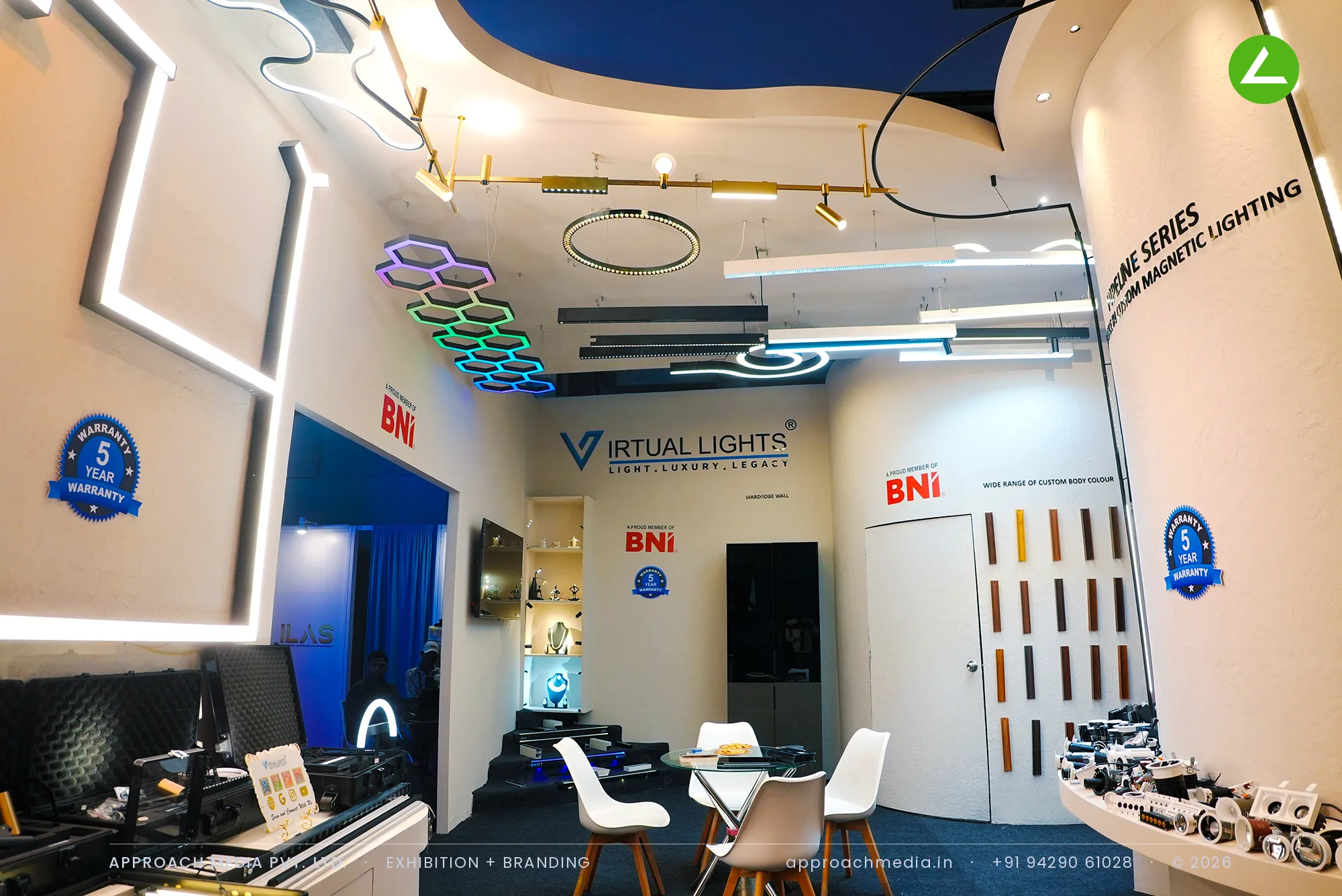 Virtual Lights at ACETECH Mumbai — a 50 sqm exhibition stall design built out of light — photo 2