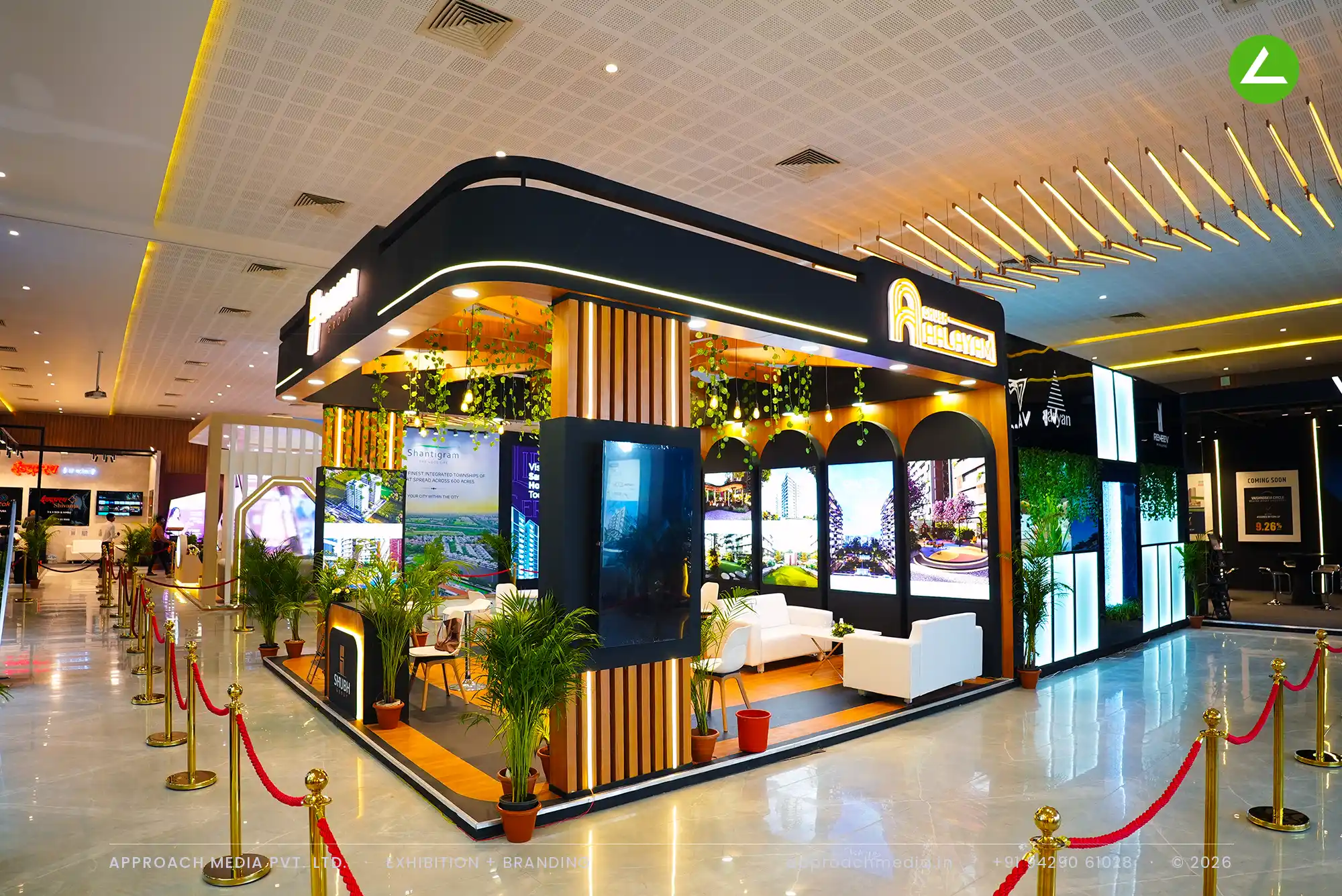 Shubh Aalayam's arched pavilion — exhibition stall design at Ahmedabad Mirror Property Expo Ahmedabad — photo 3