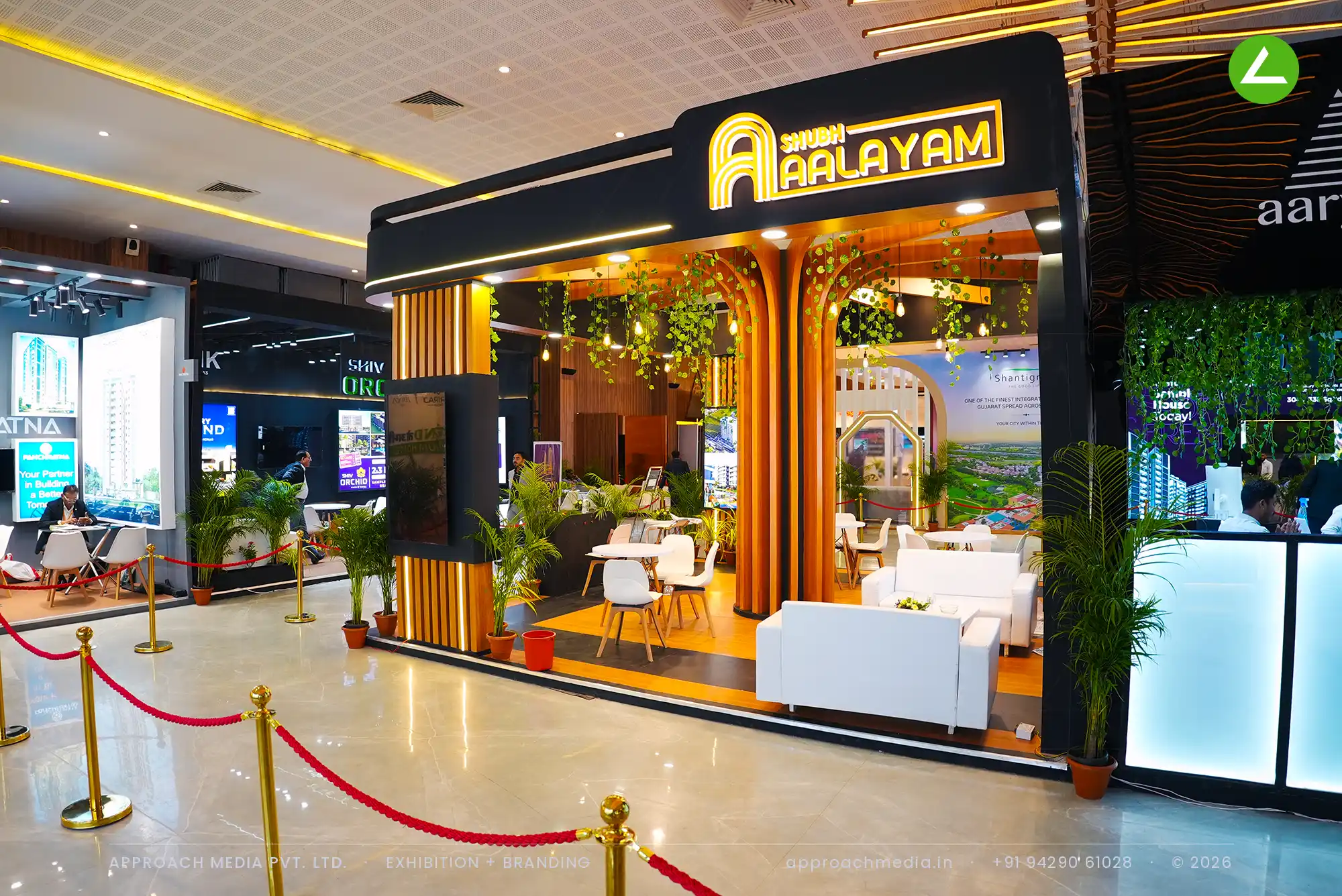 Shubh Aalayam's arched pavilion — exhibition stall design at Ahmedabad Mirror Property Expo Ahmedabad — photo 4