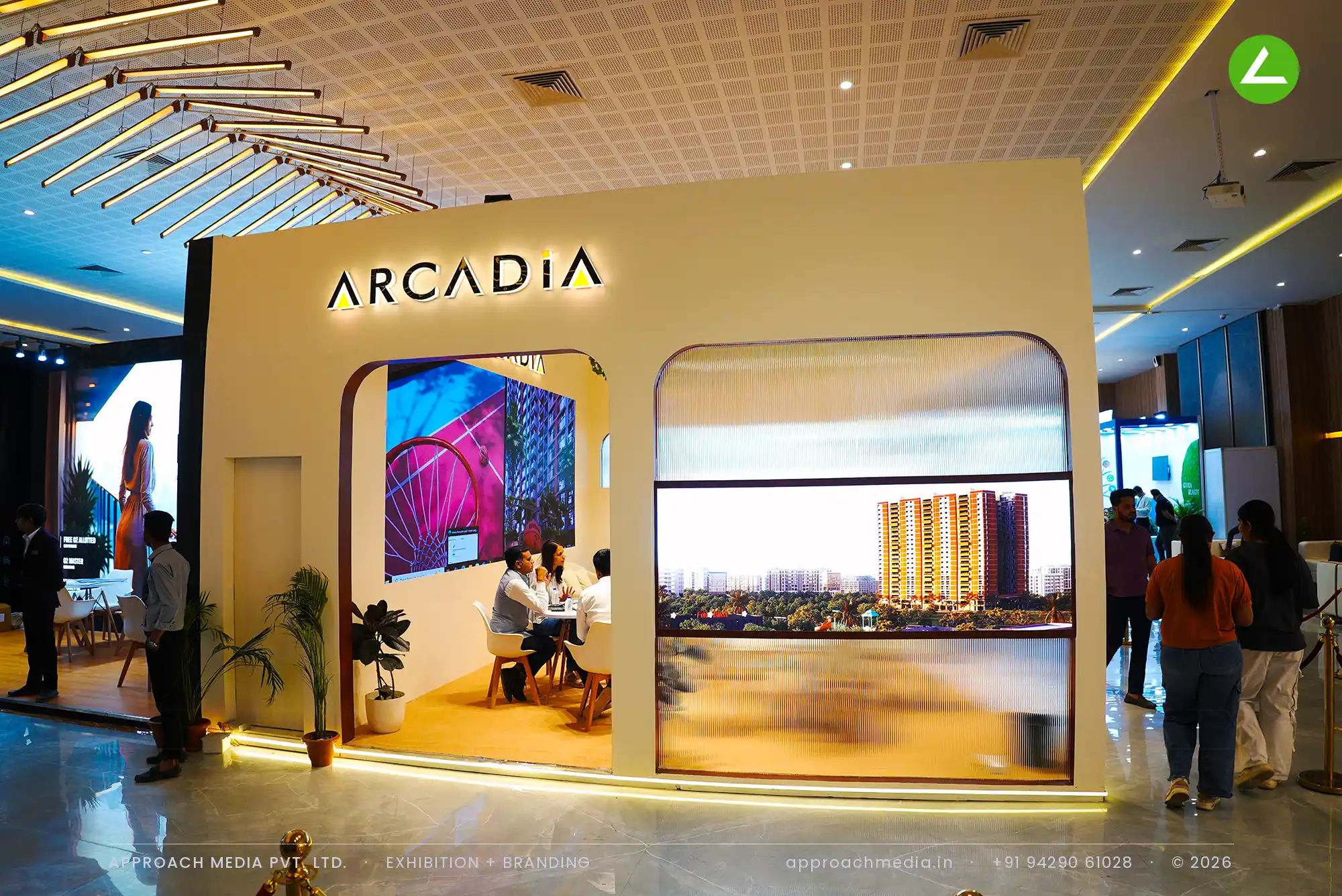 Arcadia's arched 36 sqm exhibition stall design at Ahmedabad Mirror Property Expo Ahmedabad — photo 4