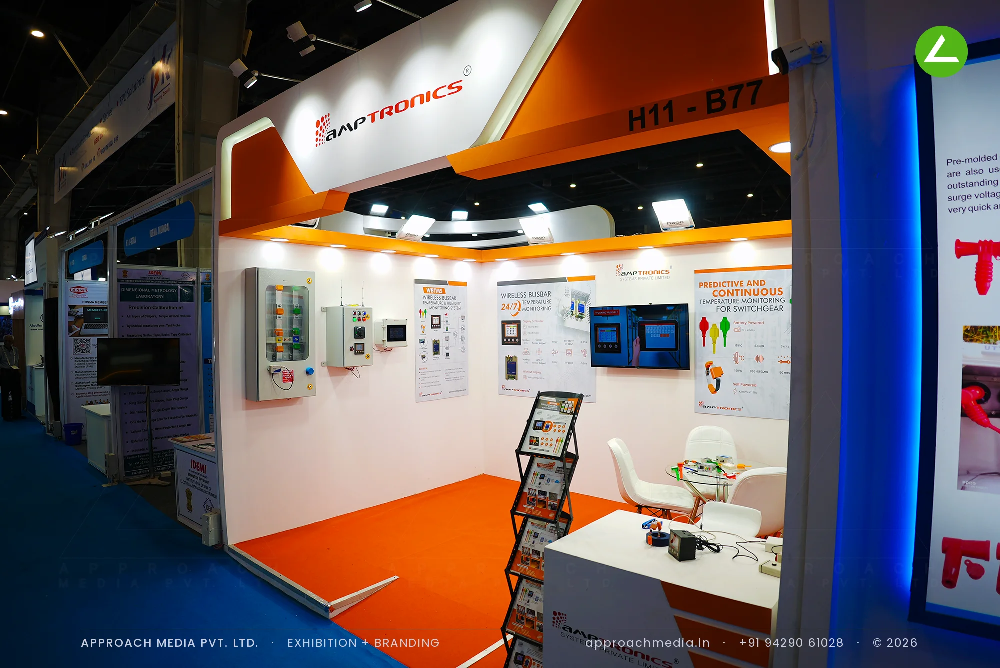 Amptronics — compact 16 sqm exhibition stall design at ELECRAMA Greater Noida — photo 2