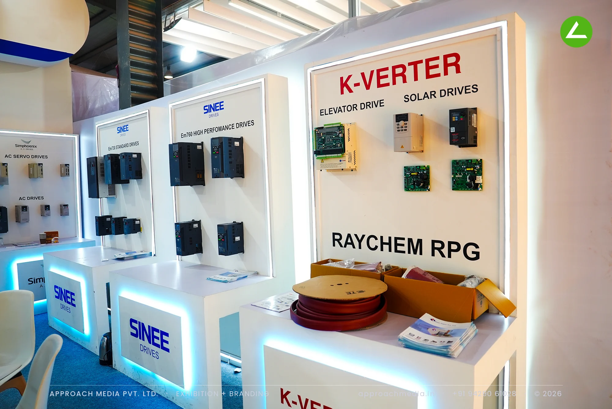 Kuna Impex: 54 sqm exhibition stall design at EngiMach Gandhinagar with a capsule brand fascia — photo 2