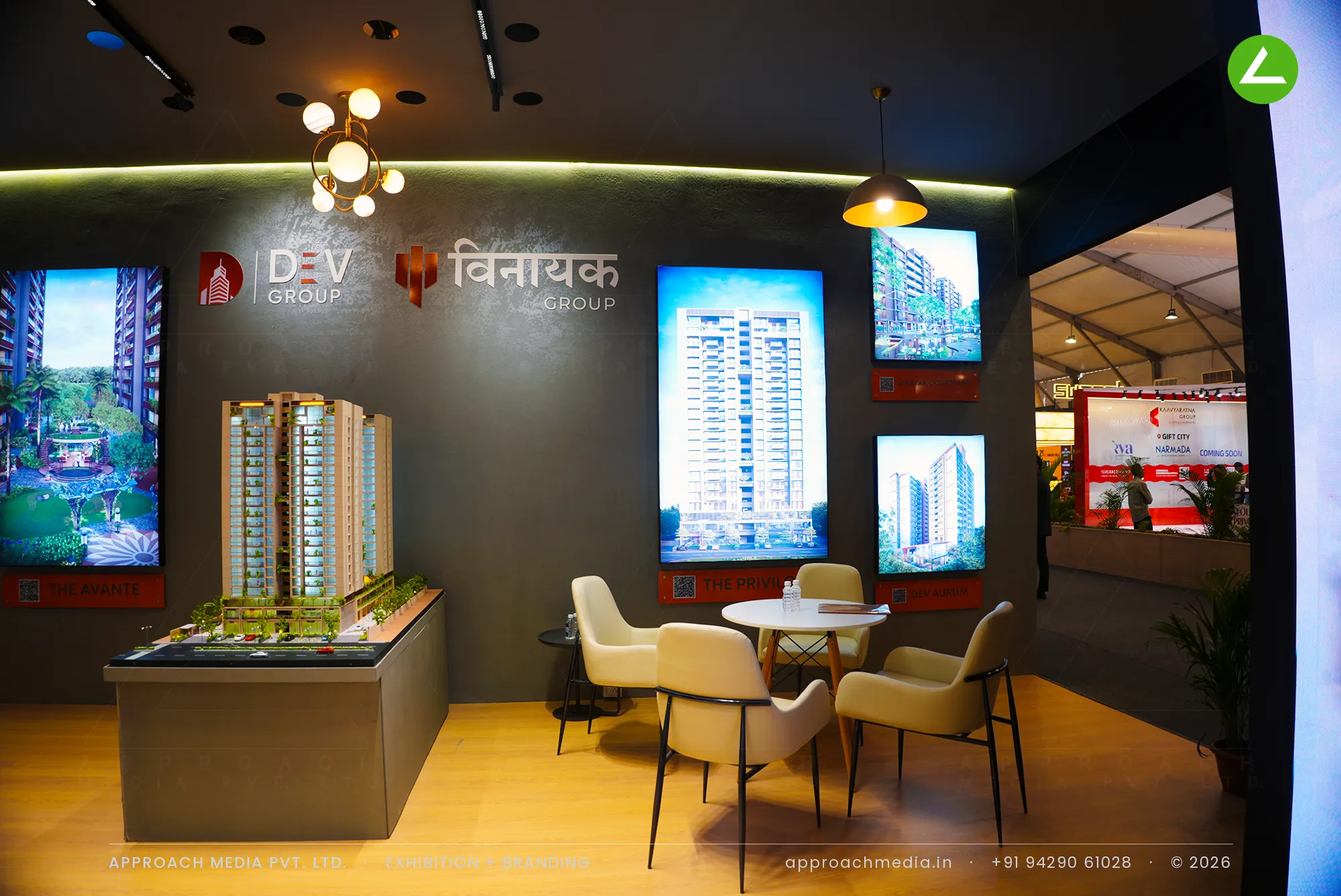 Dev Group & Vinayak Group | 54 sqm exhibition stall design at GIHED Tricity Property Expo, Gandhinagar — photo 3