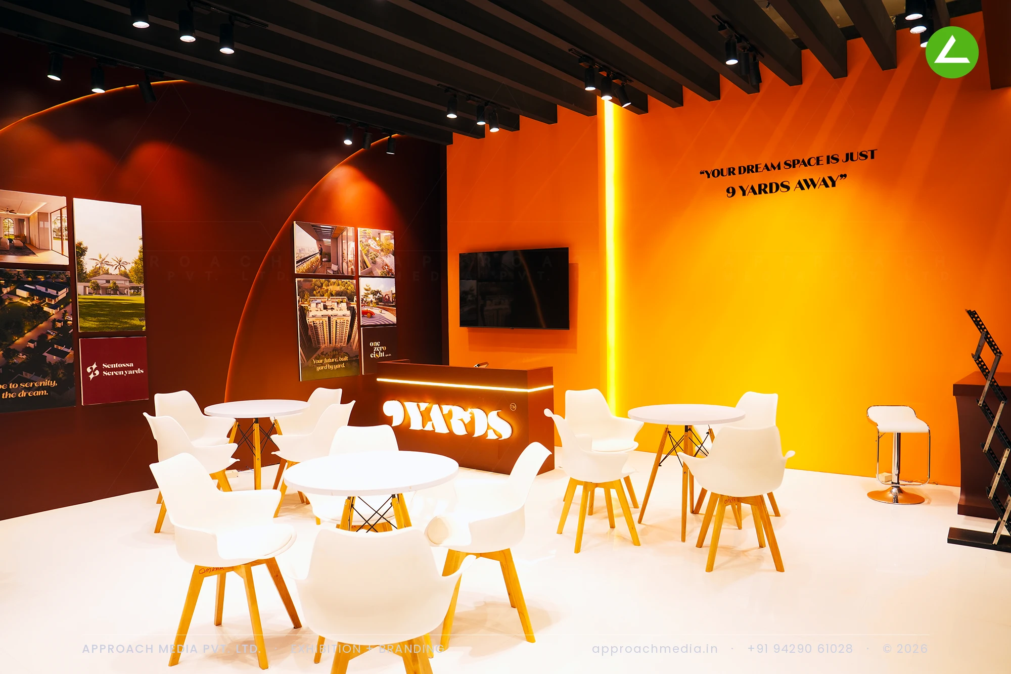 9 Yards: arched 54 sqm exhibition stall design at GIHED Property Show Ahmedabad 2025 — photo 4