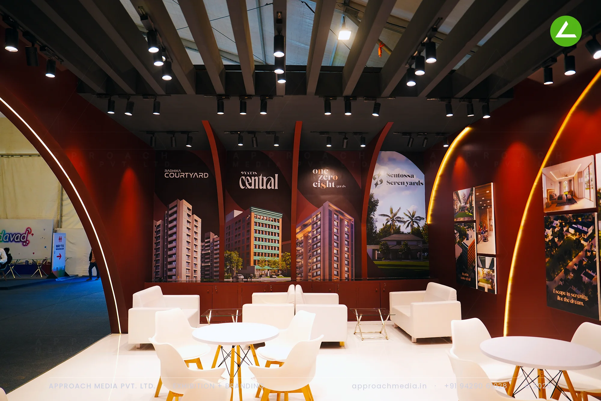 9 Yards: arched 54 sqm exhibition stall design at GIHED Property Show Ahmedabad 2025 — photo 3