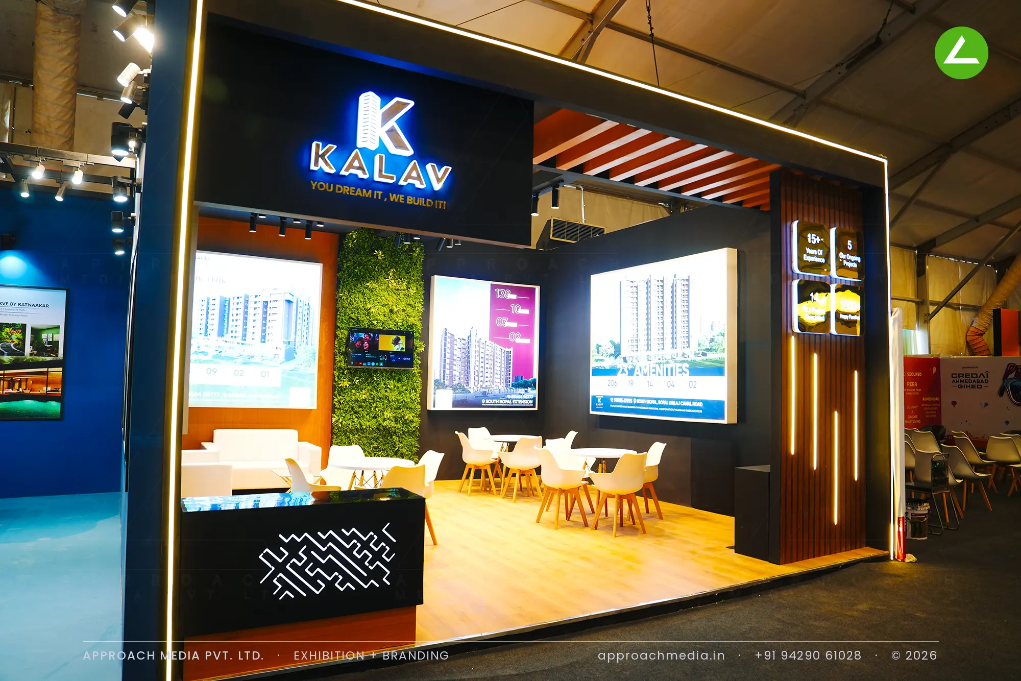Kalav — 36 sqm exhibition stall design at GIHED Property Show Ahmedabad 2025 — photo 2