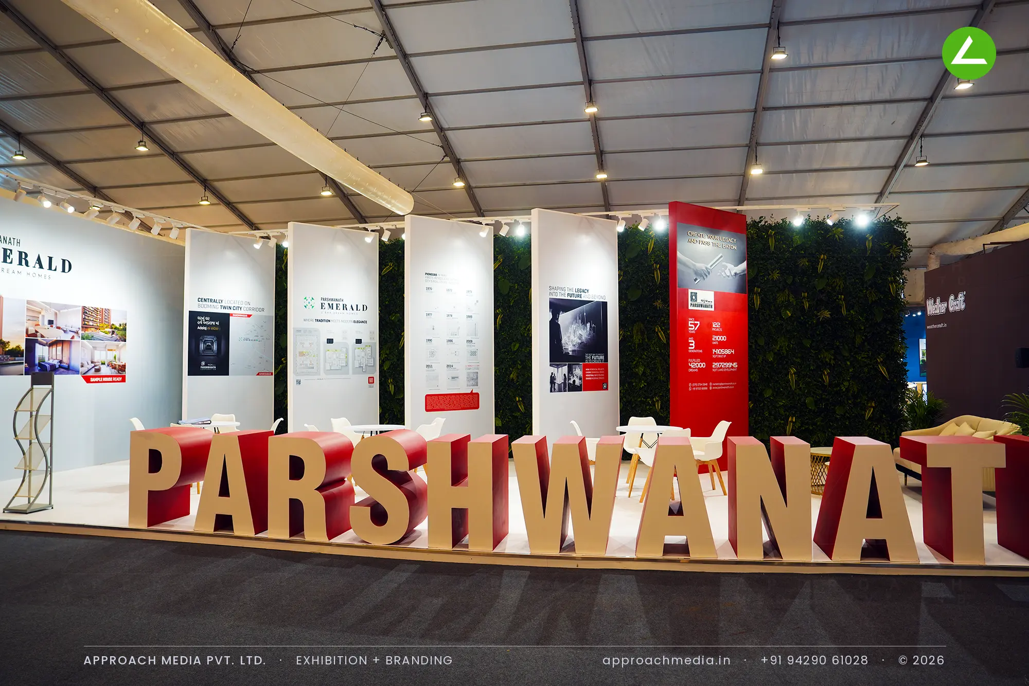Parshwanath: 72 sqm exhibition stall design at GIHED Property Show Ahmedabad, letters and legacy — photo 4