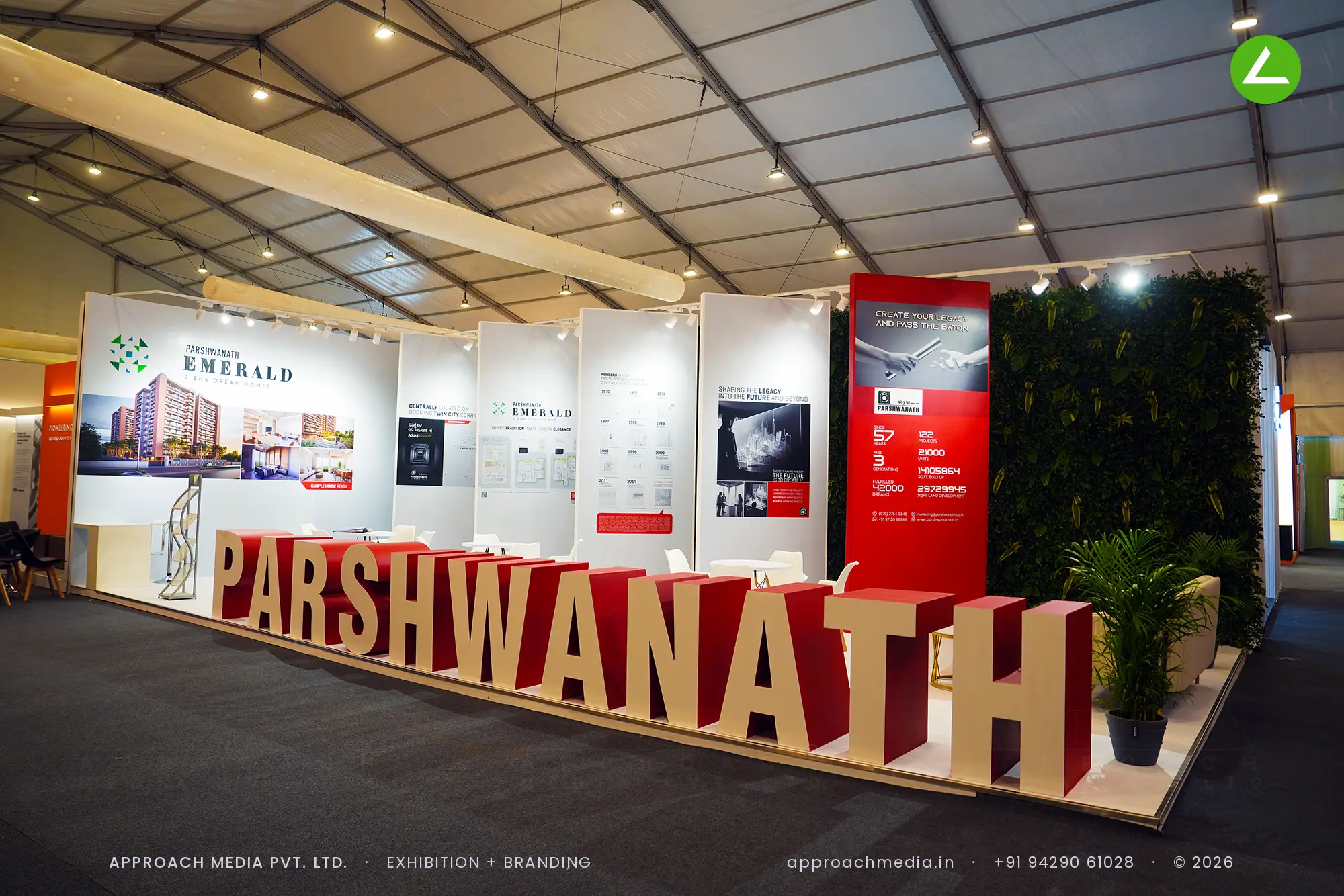 Parshwanath: 72 sqm exhibition stall design at GIHED Property Show Ahmedabad, letters and legacy — photo 3