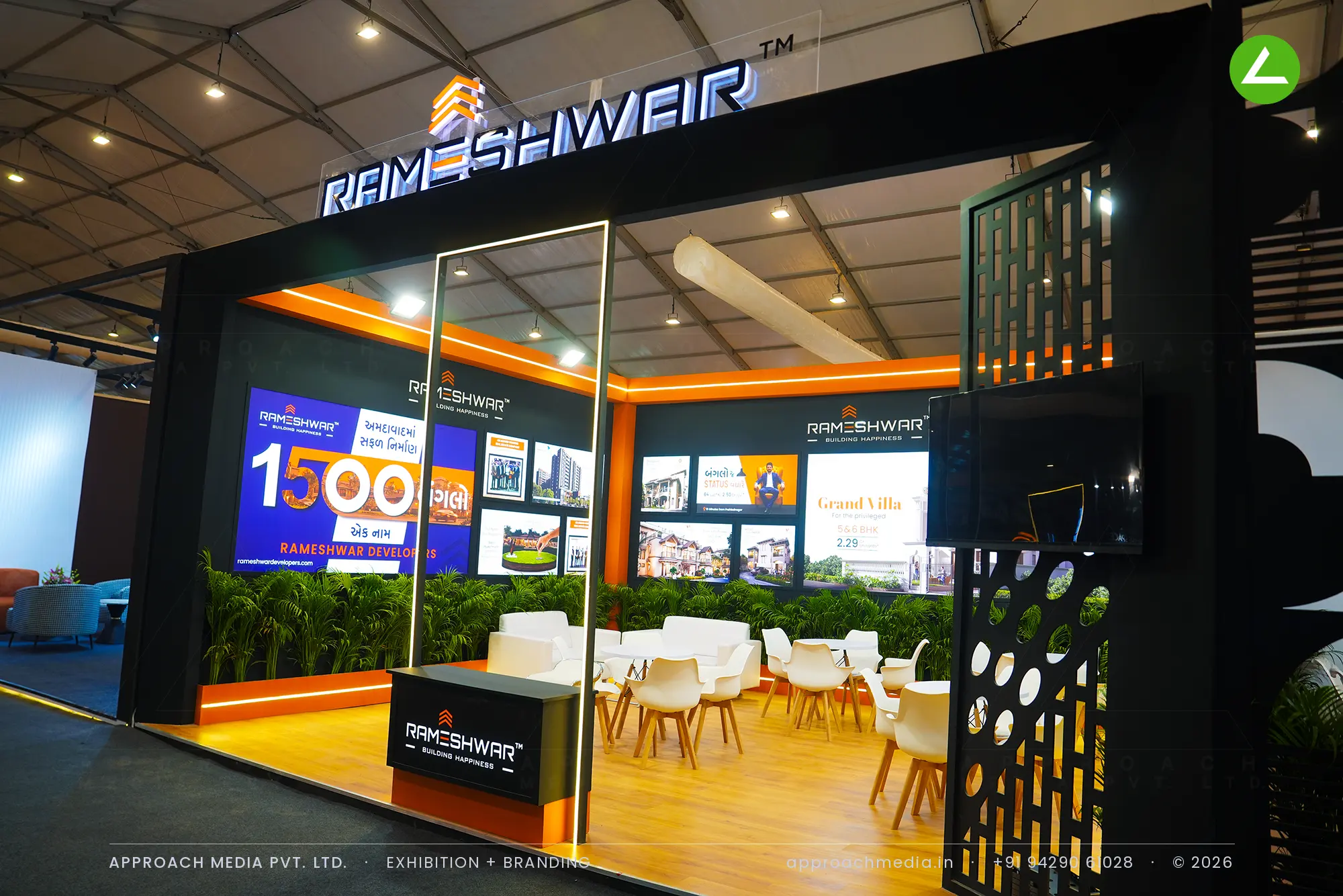 Rameshwar Developers | backlit exhibition stall design at GIHED Property Show Ahmedabad — photo 3