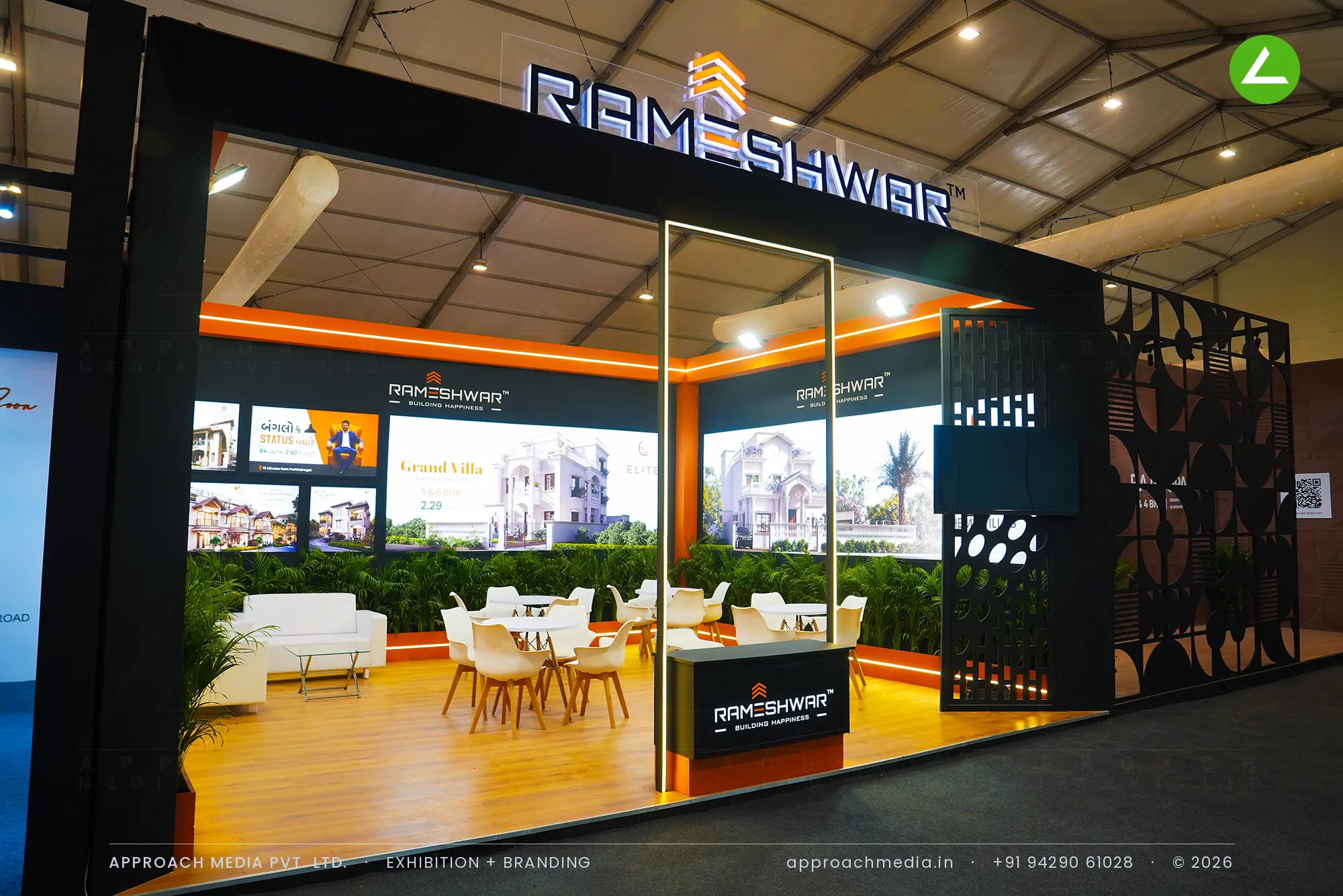 Rameshwar Developers | backlit exhibition stall design at GIHED Property Show Ahmedabad — photo 2