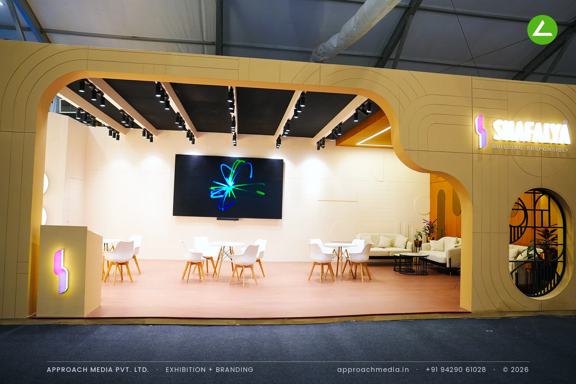 Shafalya's arched exhibition stall design at GIHED Property Show Ahmedabad, 72 sqm — photo 3