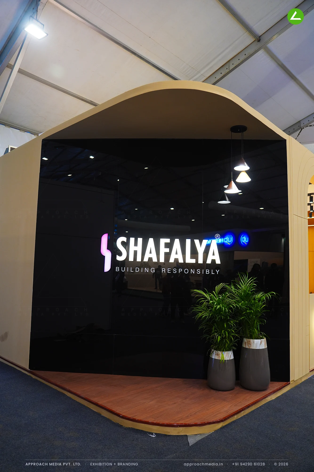 Shafalya's arched exhibition stall design at GIHED Property Show Ahmedabad, 72 sqm — photo 2