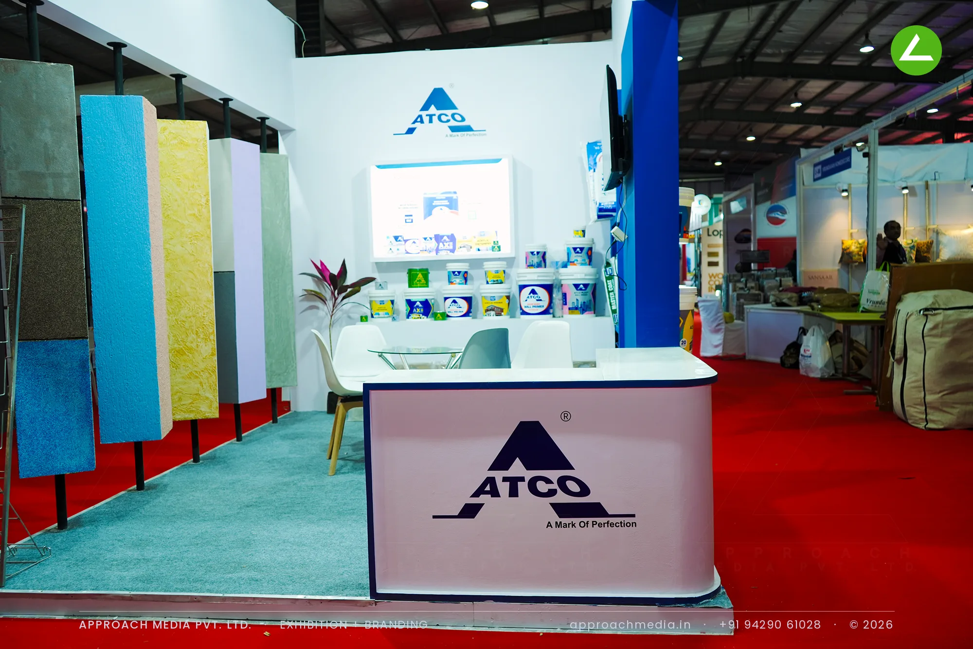 ATCO Paints — Exhibition Stall Design at GPBS Gandhinagar with a Hanging Texture Wall — photo 3