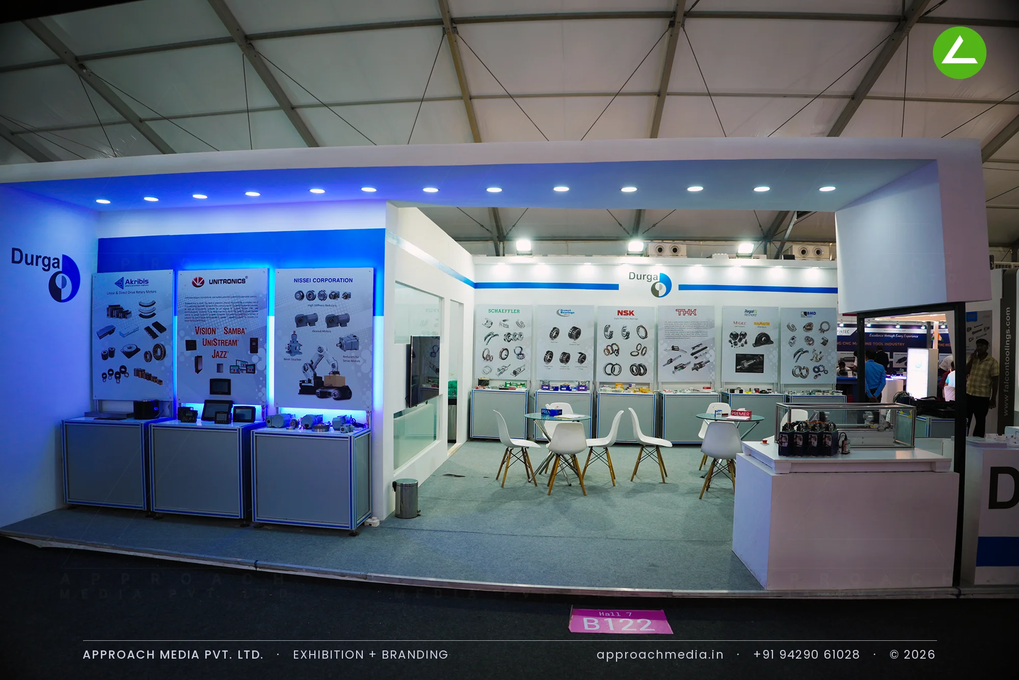 Durga at IMTEX Bengaluru: 72 sqm Exhibition Stall Design for a Multi-Brand Machine Tools Portfolio — photo 2