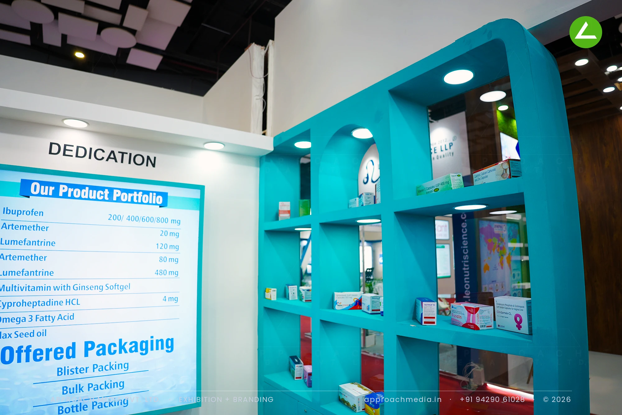 Captavis Biocare's Teal-and-White Exhibition Stall Design at iPHEX New Delhi — photo 4
