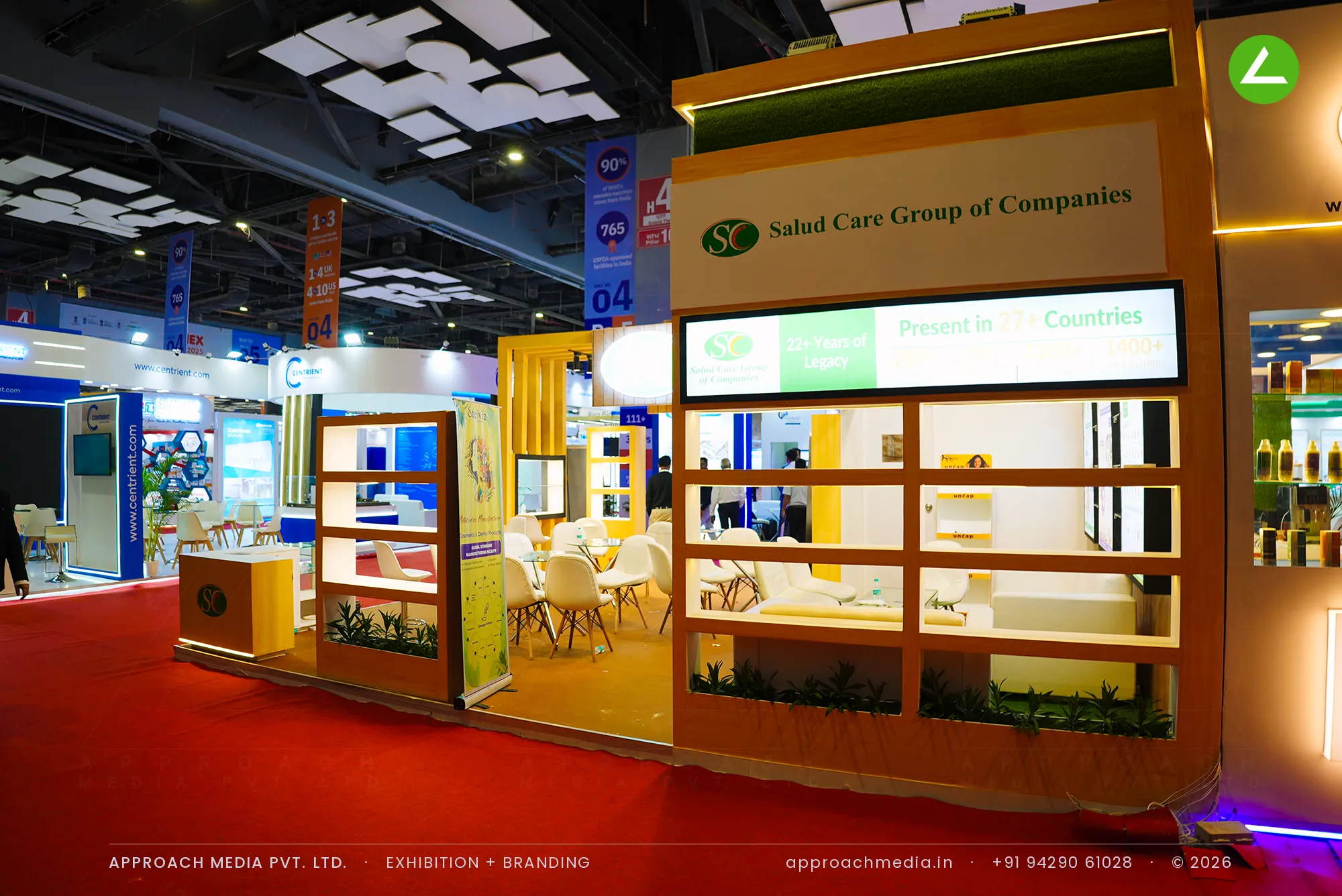Salud Care Group of Companies — Timber-Clad Exhibition Stall Design at iPHEX New Delhi — photo 3