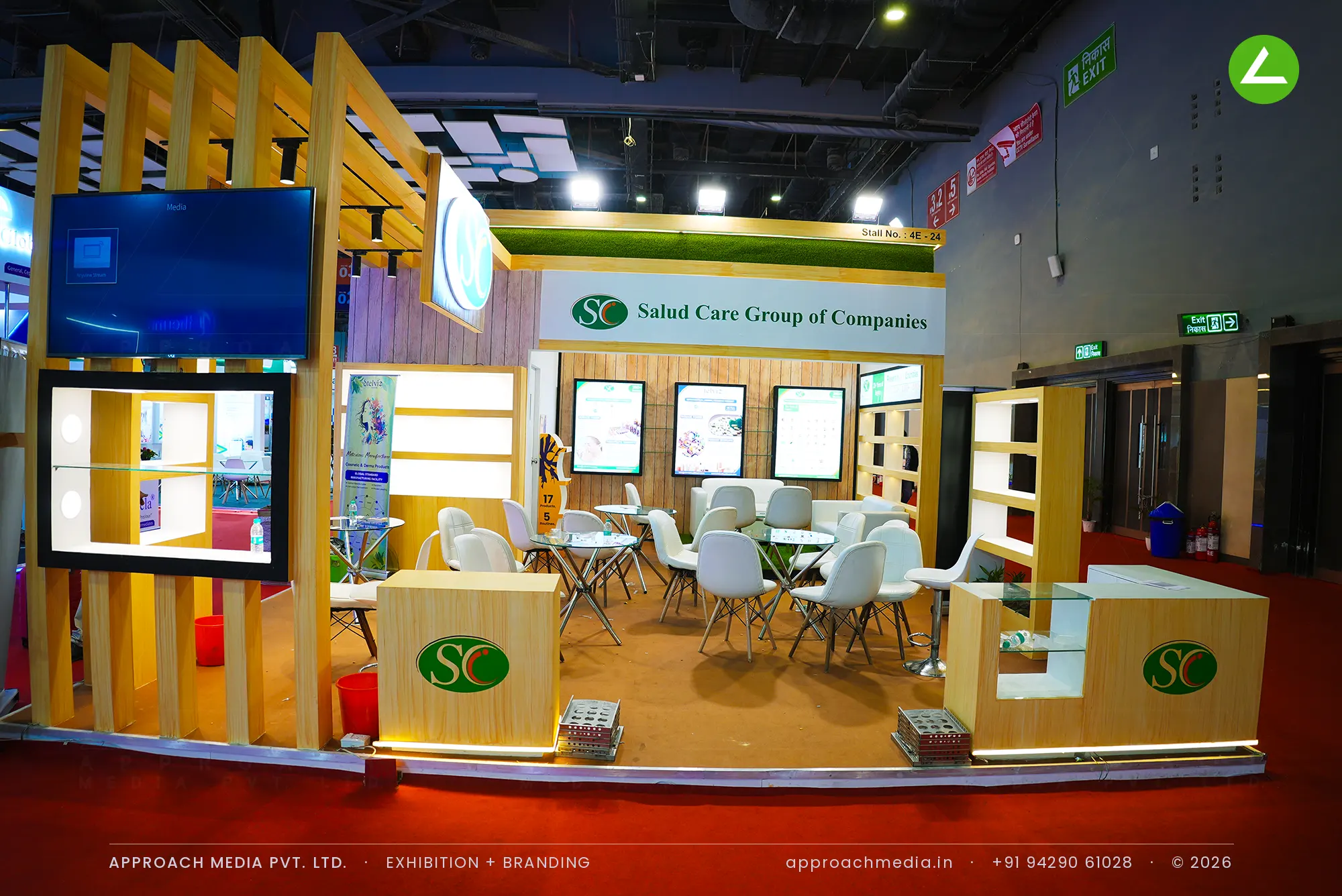 Salud Care Group of Companies — Timber-Clad Exhibition Stall Design at iPHEX New Delhi — photo 2