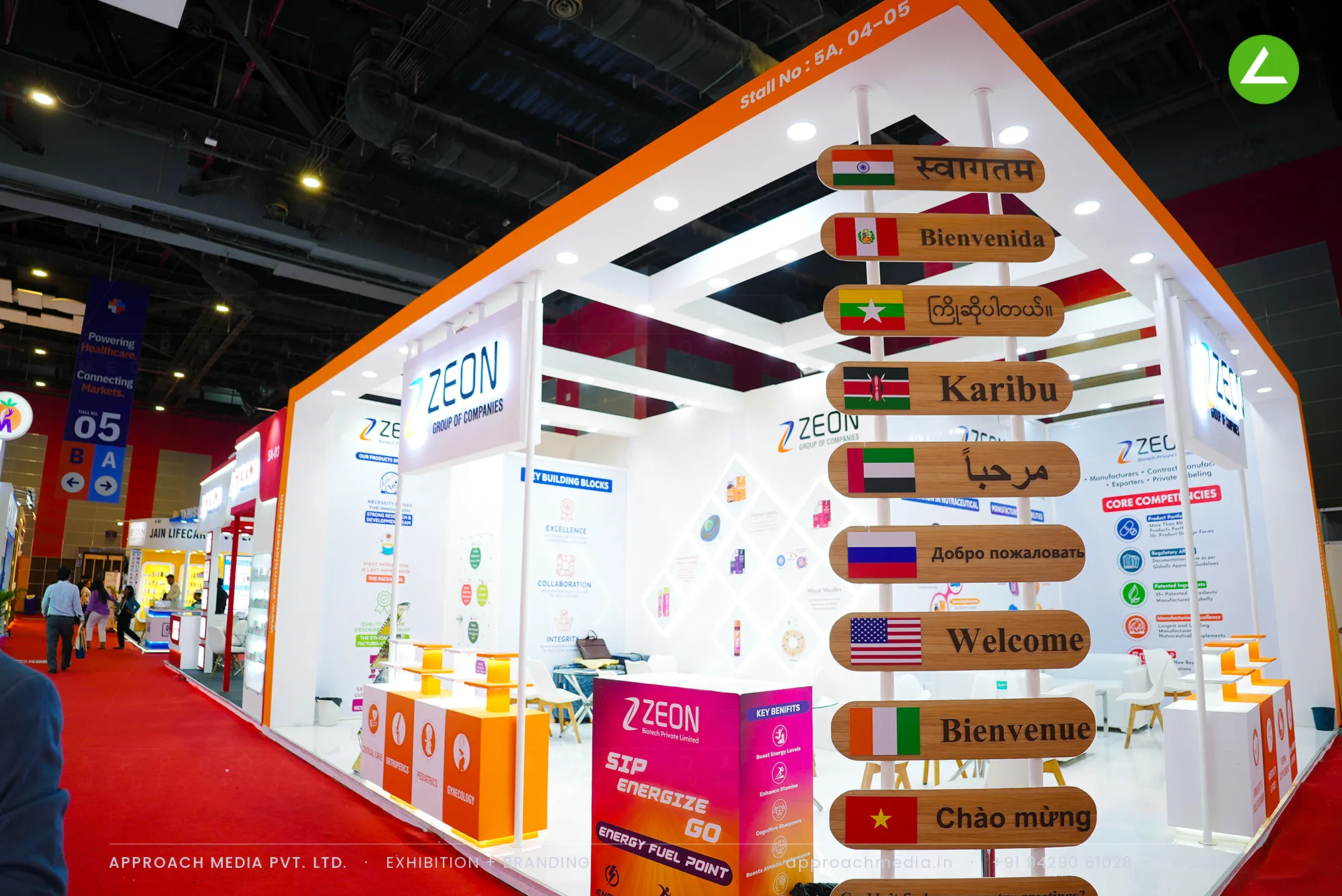 Zeon Group of Companies at iPHEX New Delhi — 72 sqm Exhibition Stall Design with a Signpost — photo 3