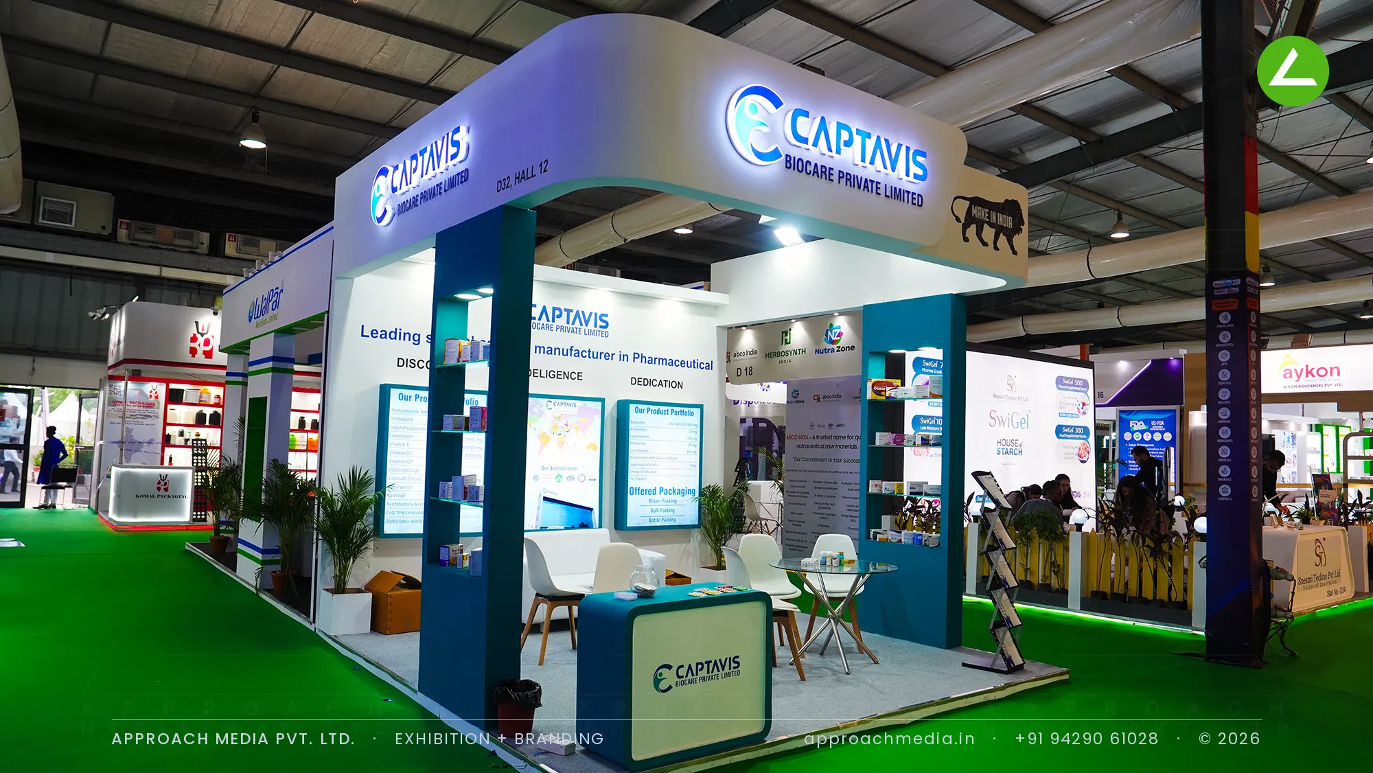 Captavis Biocare: 16 sqm exhibition stall design at Pharmatech Expo Gandhinagar 2025 — photo 3