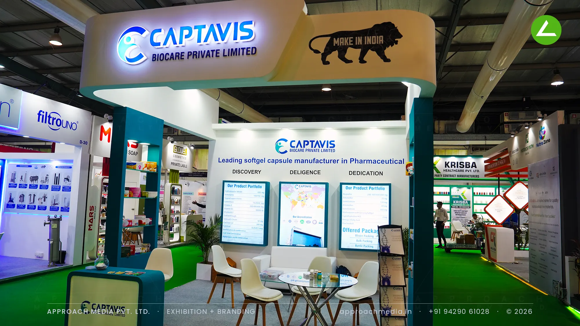 Captavis Biocare: 16 sqm exhibition stall design at Pharmatech Expo Gandhinagar 2025 — photo 2