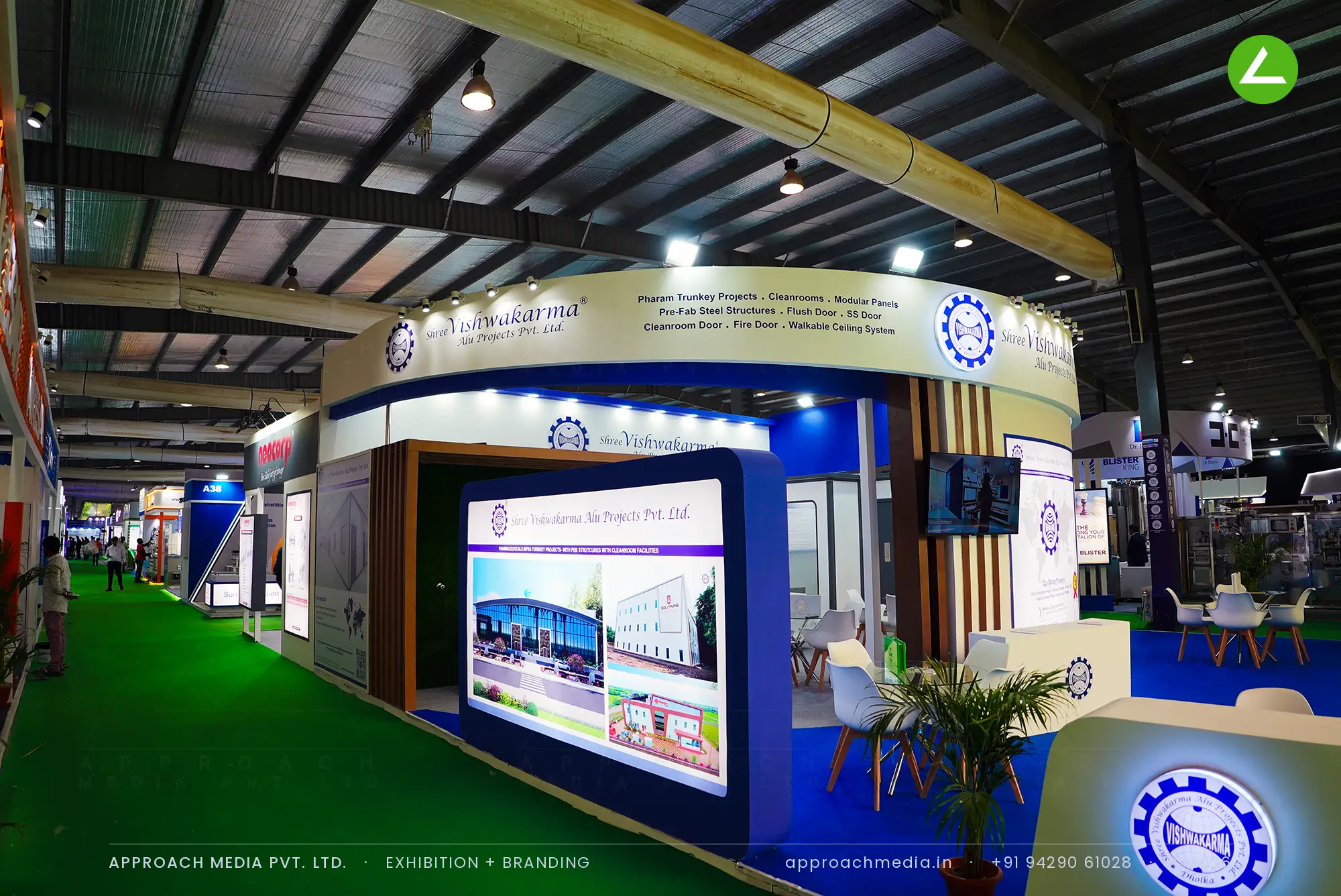 Shree Vishwakarma Alu Projects: 100 sqm exhibition stall design at Pharmatech Expo Gandhinagar — photo 3
