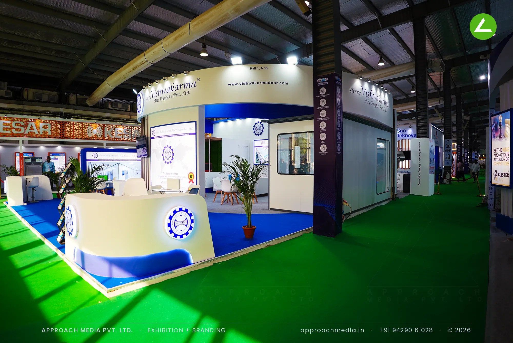 Shree Vishwakarma Alu Projects: 100 sqm exhibition stall design at Pharmatech Expo Gandhinagar — photo 2