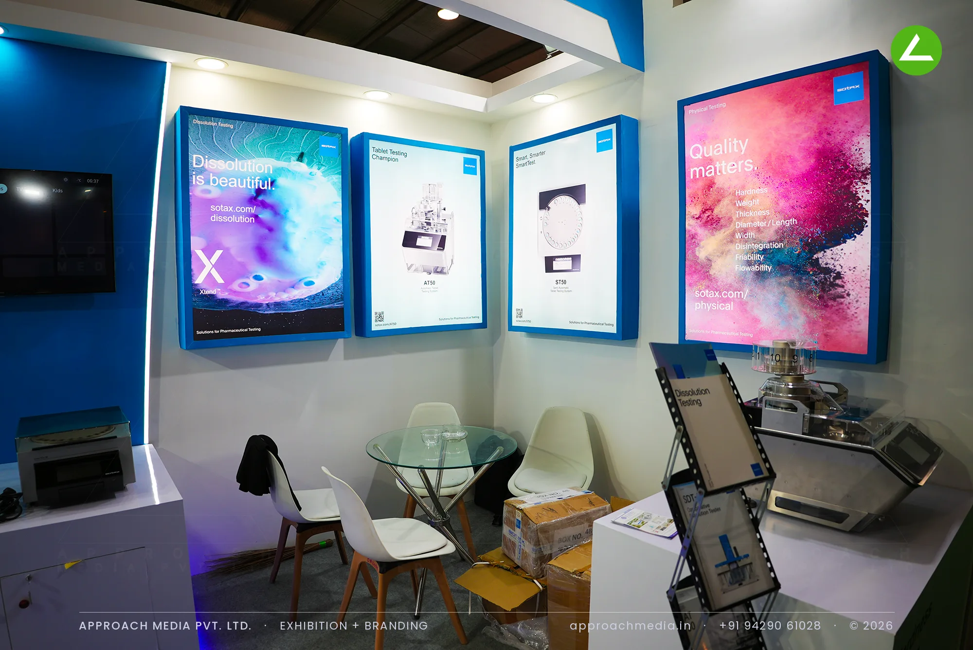 Sotax: instrument-led exhibition stall design at Pharmatech Expo Gandhinagar — photo 3