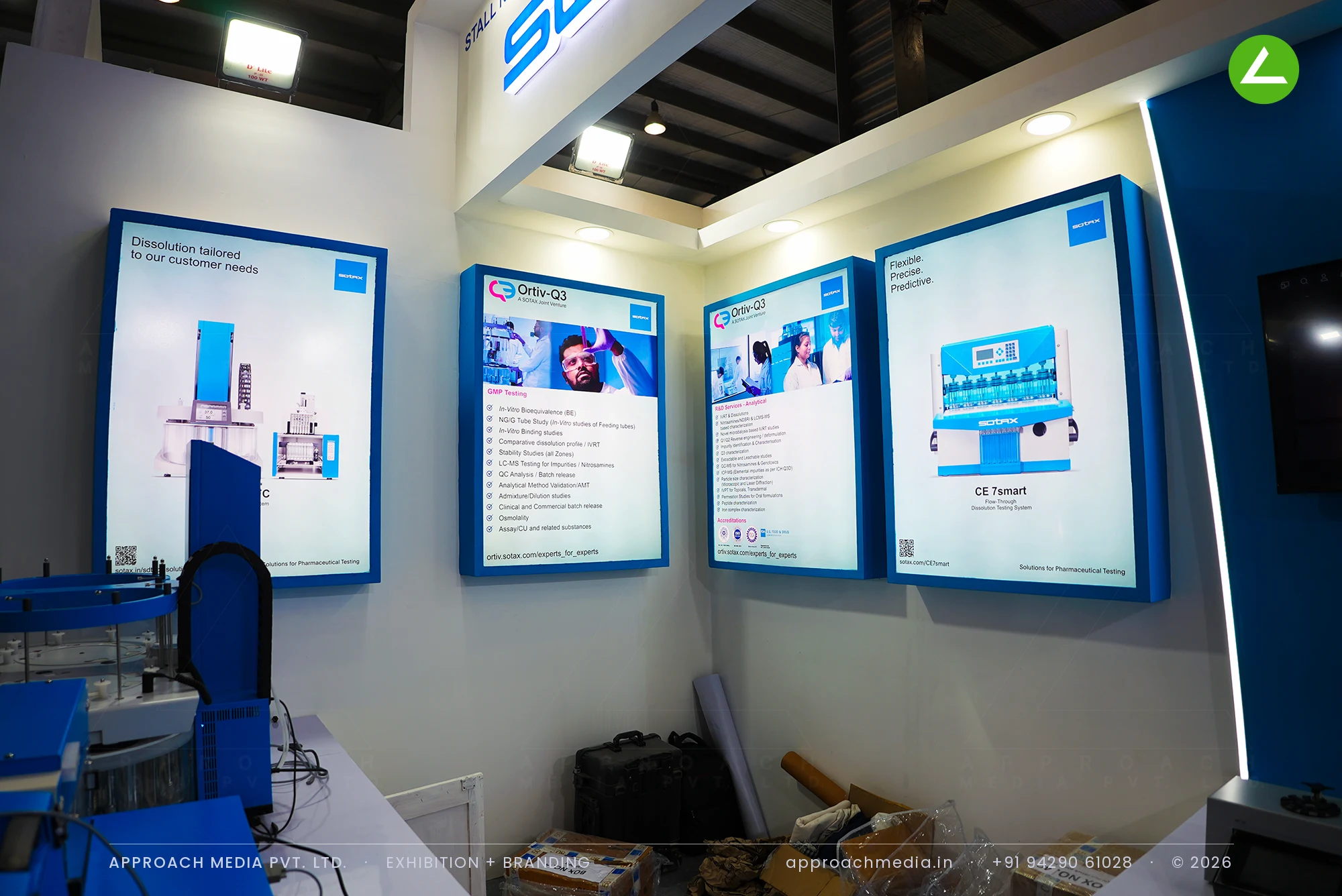 Sotax: instrument-led exhibition stall design at Pharmatech Expo Gandhinagar — photo 4