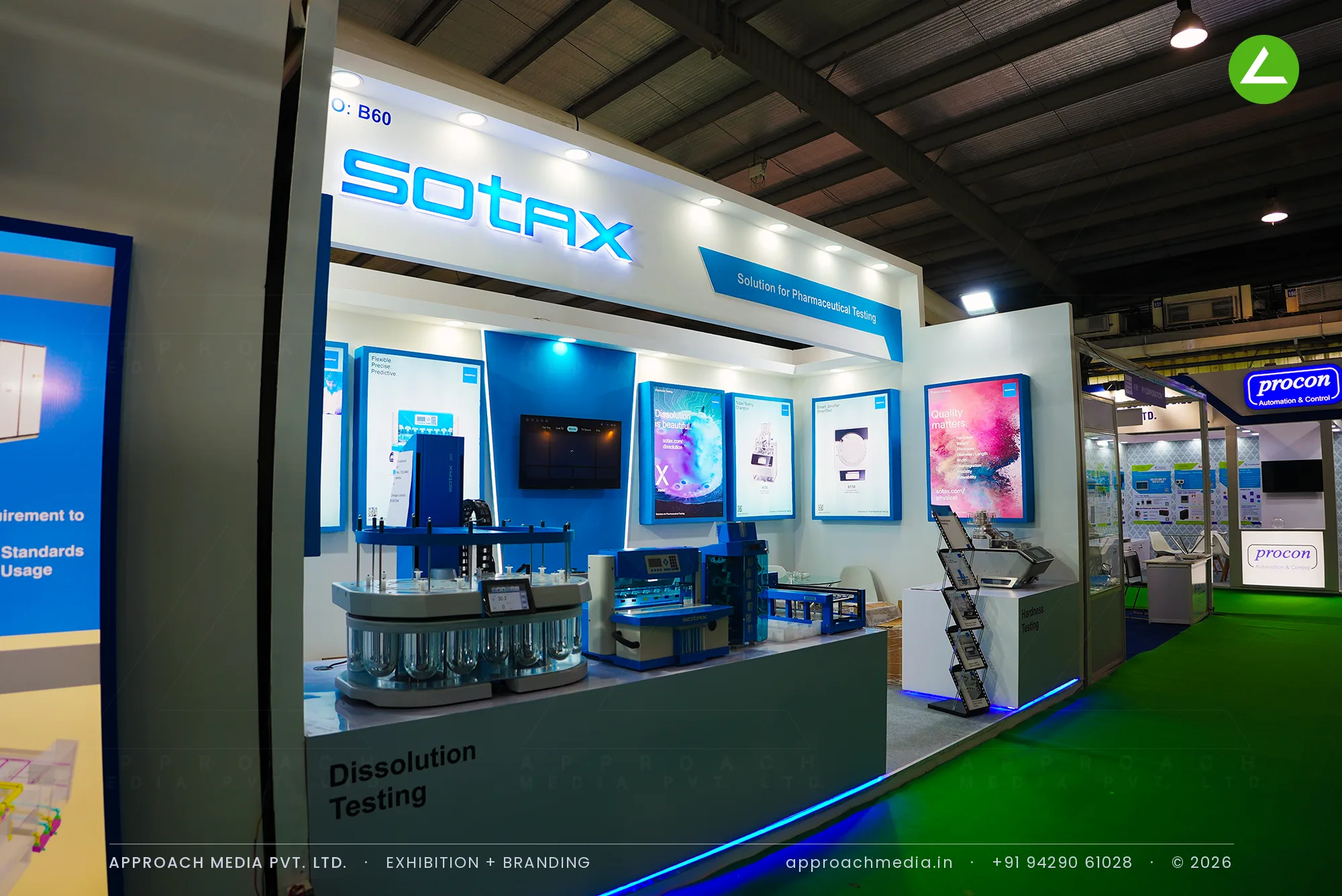 Sotax: instrument-led exhibition stall design at Pharmatech Expo Gandhinagar — photo 2