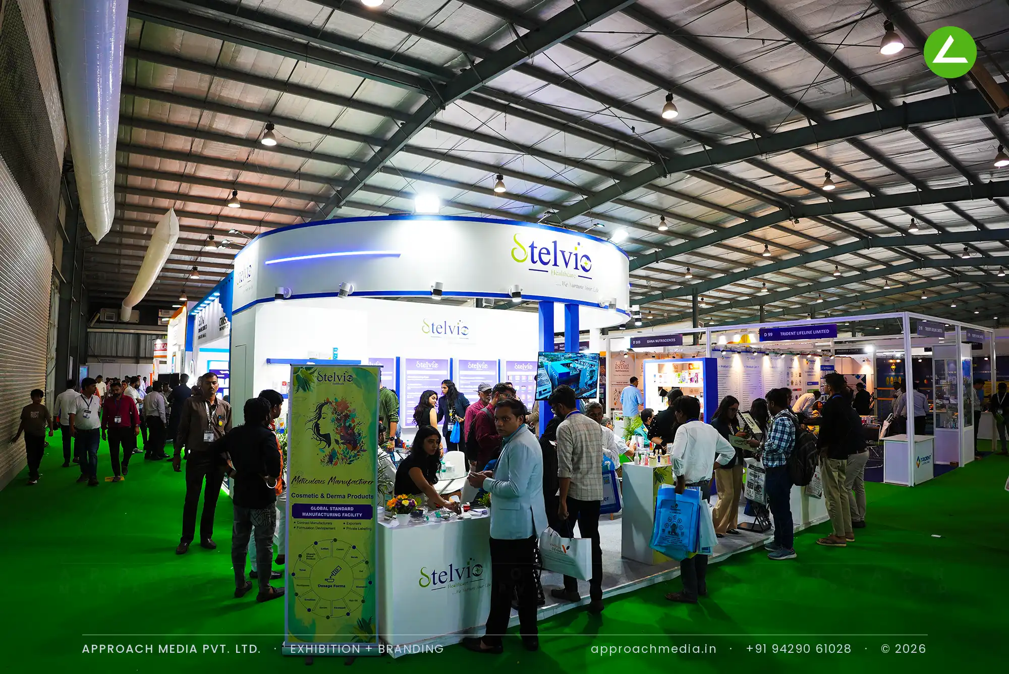 Stelvio cosmetics and derma - exhibition stall design at Pharmatech Expo Gandhinagar — photo 2