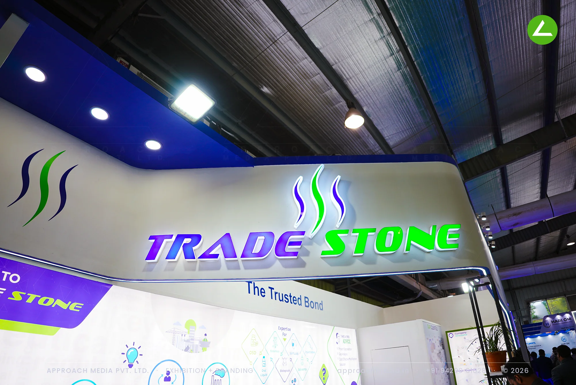 Trade Stone: an exhibition stall design at Pharmatech Expo Gandhinagar built on light — photo 2