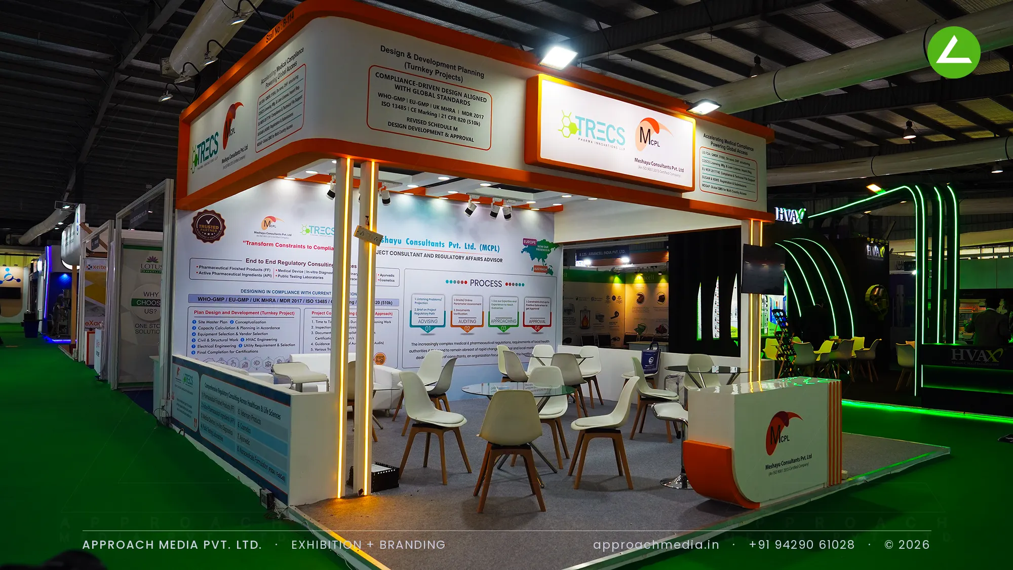 TRECS & Meckoye Consultants (MCPL) exhibition stall design at Pharmatech Expo Gandhinagar — photo 3