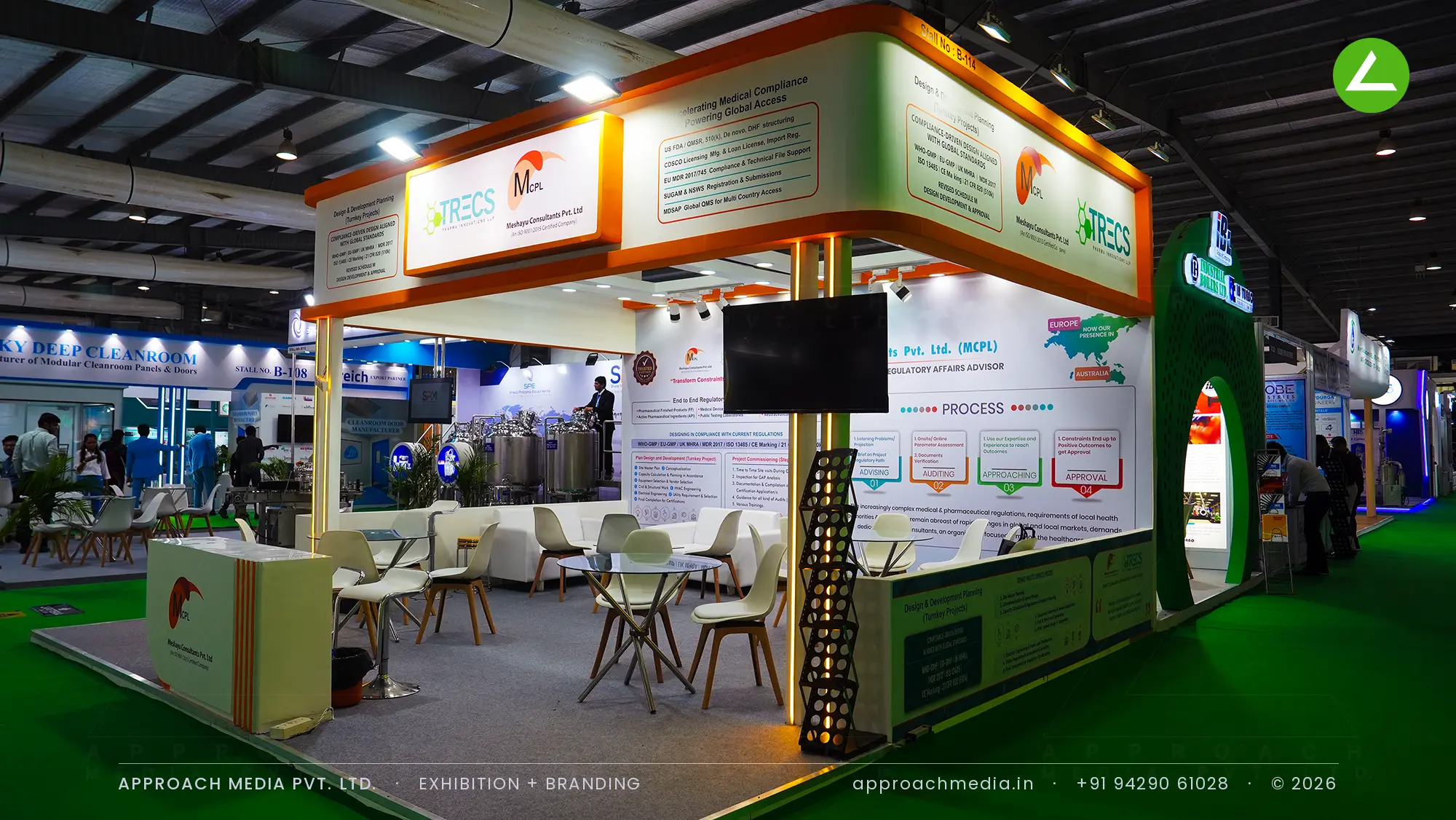 TRECS & Meckoye Consultants (MCPL) exhibition stall design at Pharmatech Expo Gandhinagar — photo 2