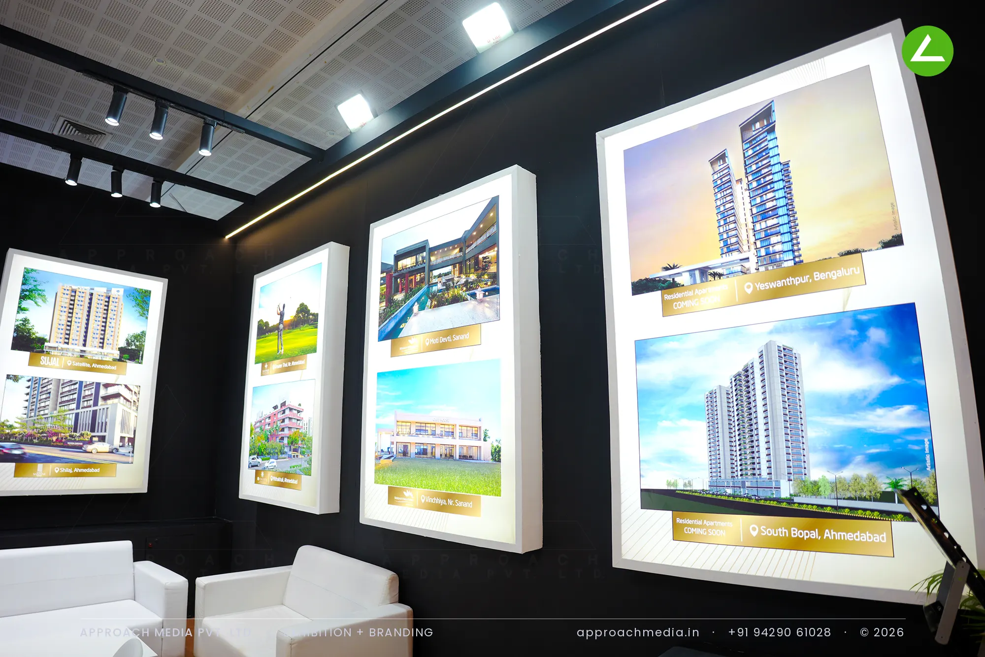 Bakeri's matte black 36 sqm exhibition stall design at Times Property Expo Ahmedabad — photo 3