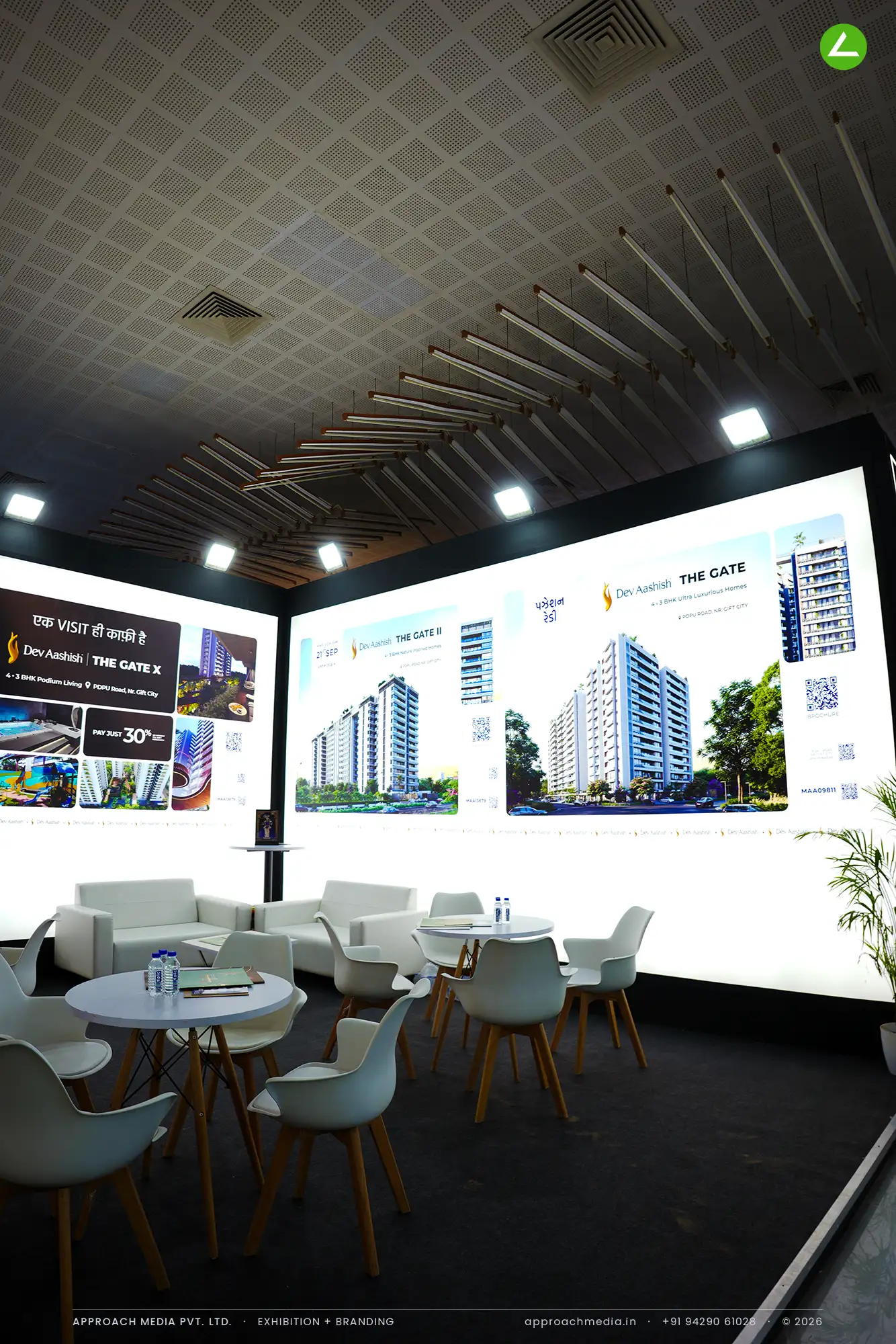 Dev Aashish Group's backlit 36 sqm exhibition stall design at Times Property Expo Ahmedabad — photo 3