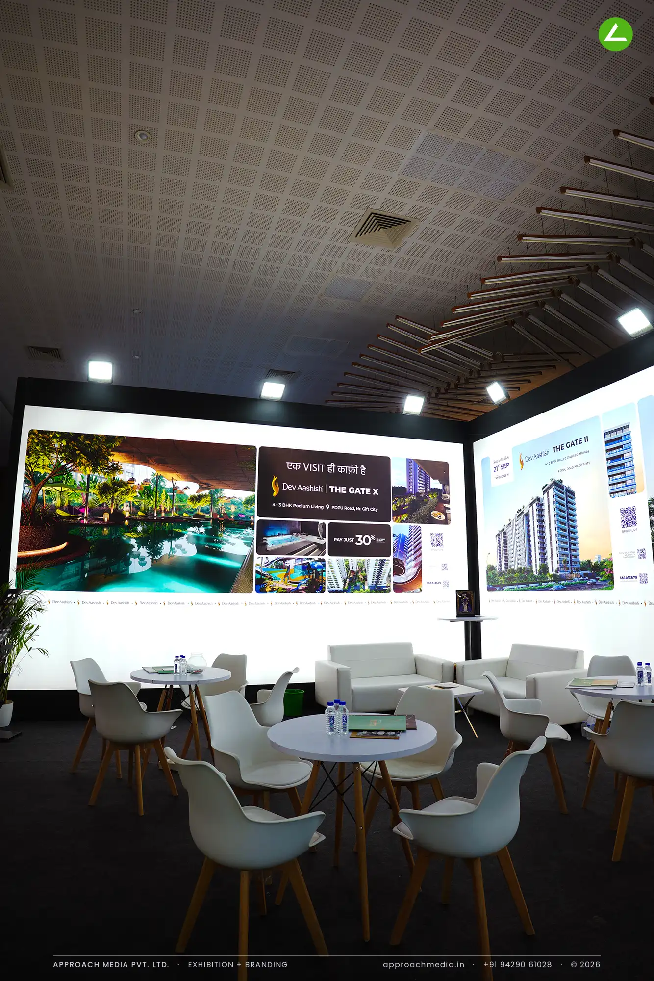 Dev Aashish Group's backlit 36 sqm exhibition stall design at Times Property Expo Ahmedabad — photo 2
