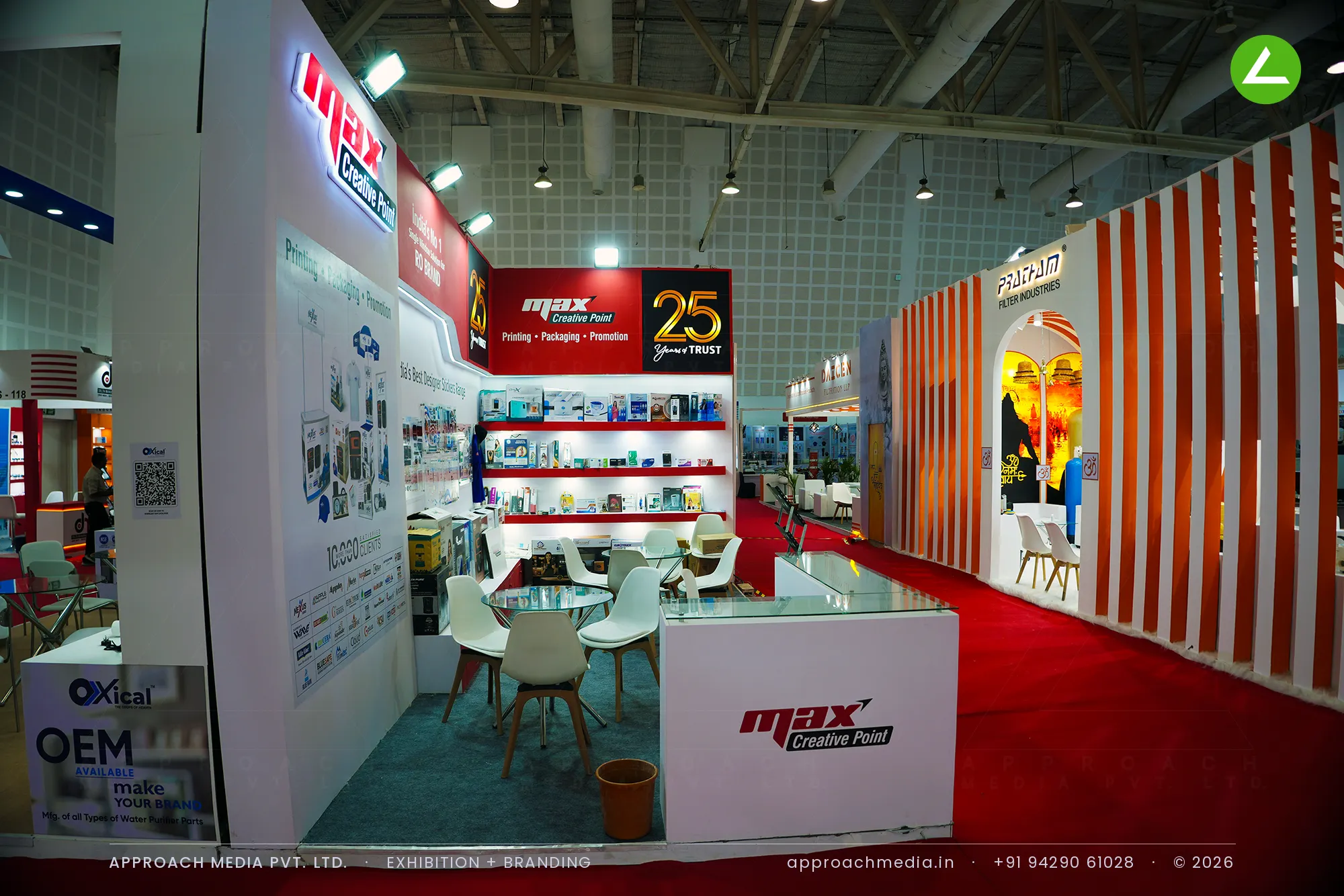 Max Creative Point's Red Shelf Wall — Exhibition Stall Design at WAPTAG Water Expo Gandhinagar — photo 3