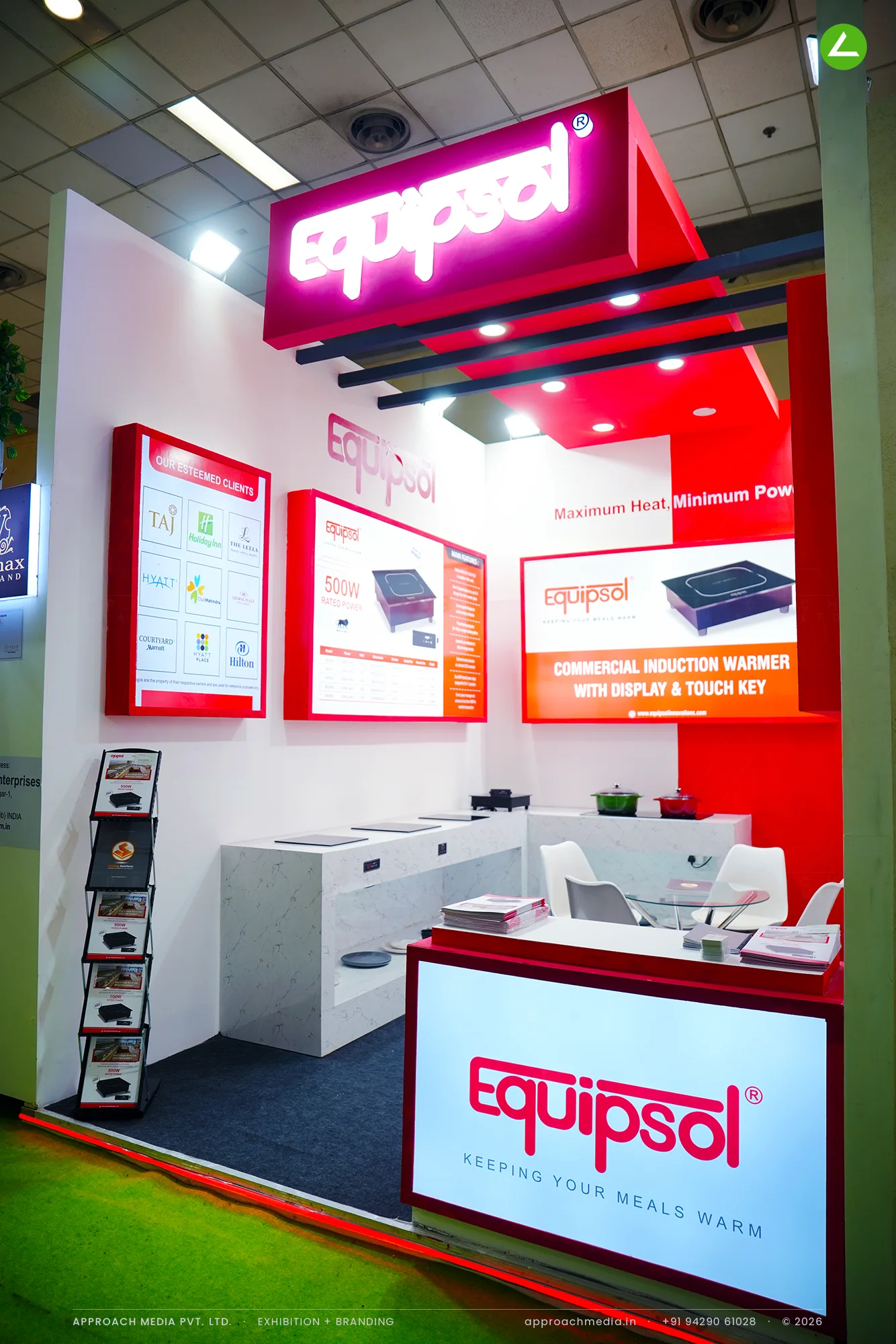 Equipsol at Aahar New Delhi: exhibition stall design built around a working counter — photo 4
