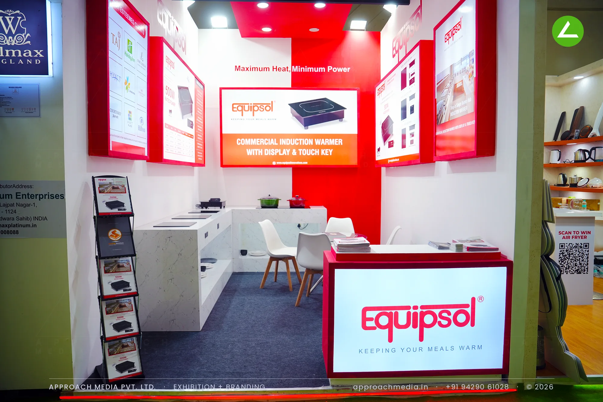 Equipsol at Aahar New Delhi: exhibition stall design built around a working counter — photo 2