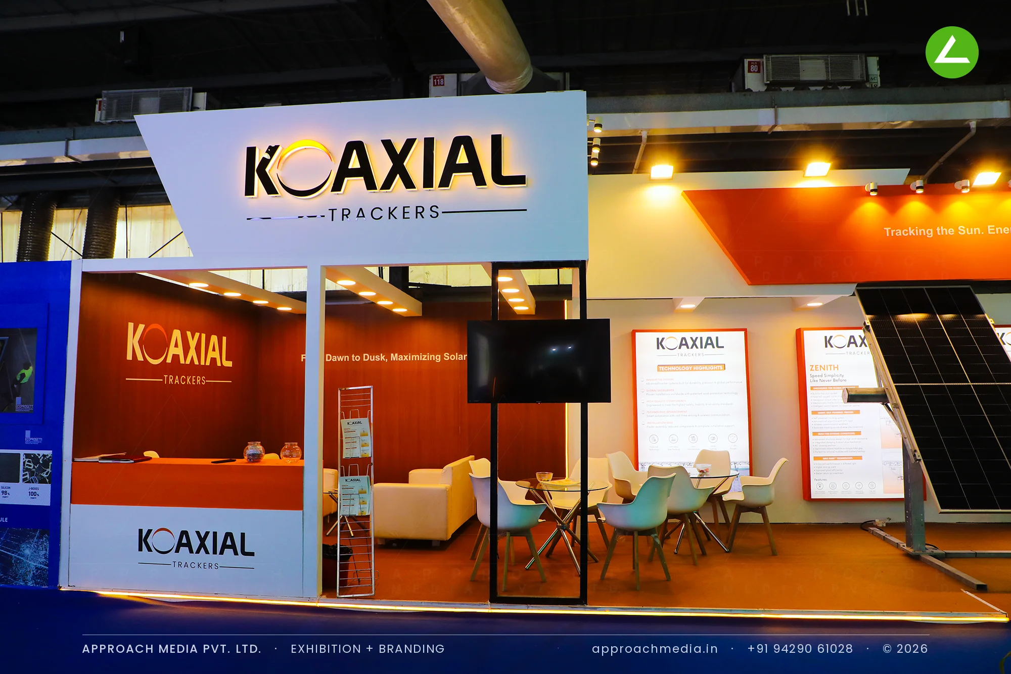 Koaxial Trackers Exhibition Stall Design at Intersolar India Gandhinagar 2026 — photo 2