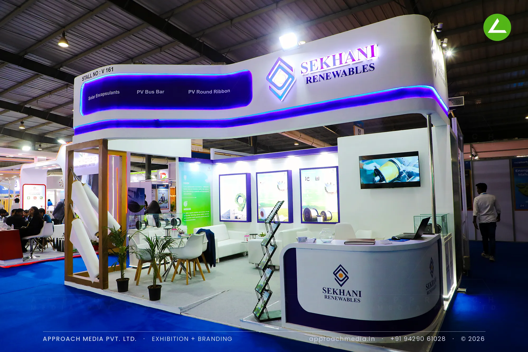 Sekhani Renewables PV materials stand: exhibition stall design at Intersolar India Gandhinagar — photo 2