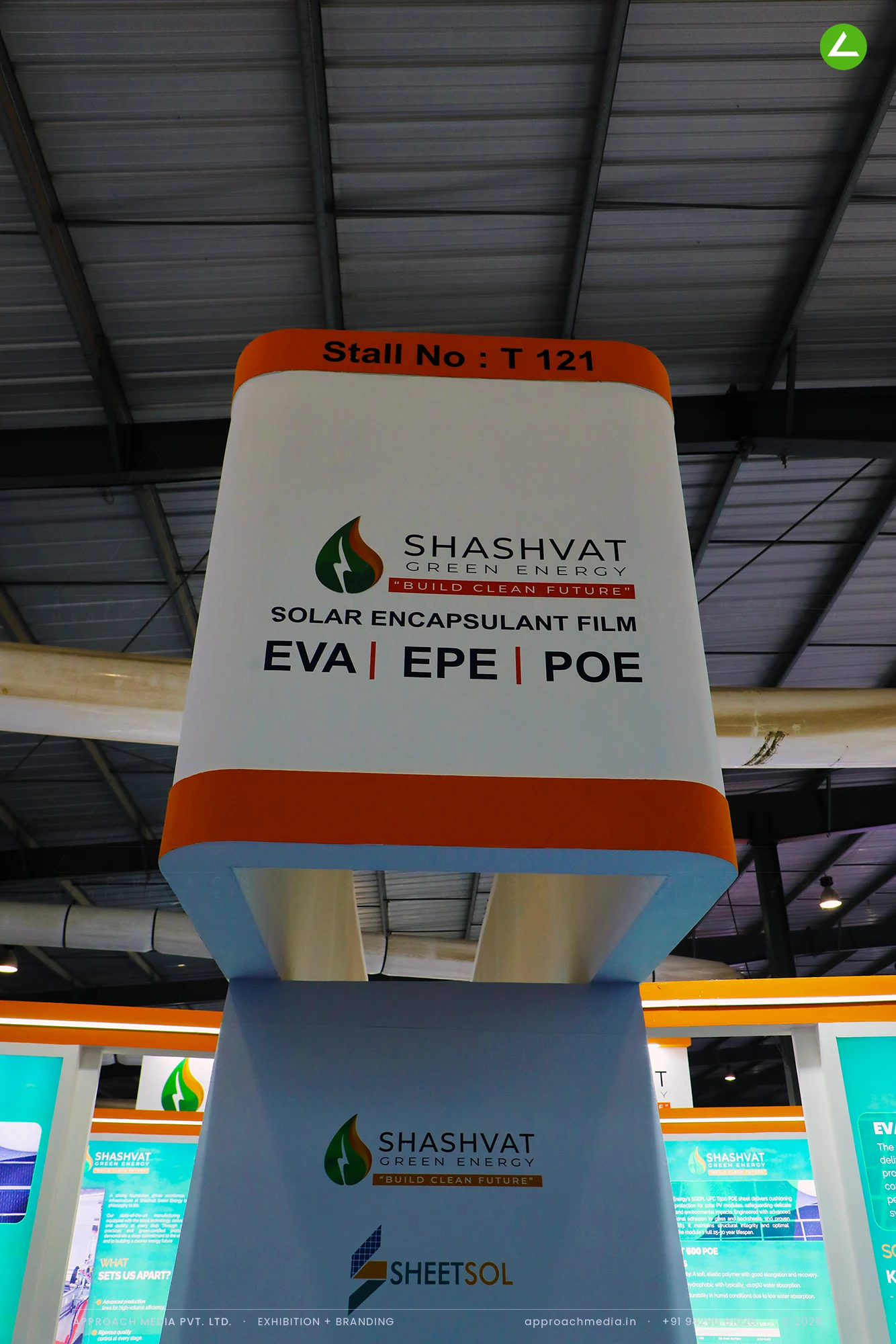 How Shashvat Green Energy used 60 sqm: exhibition stall design at Intersolar India Gandhinagar — photo 4