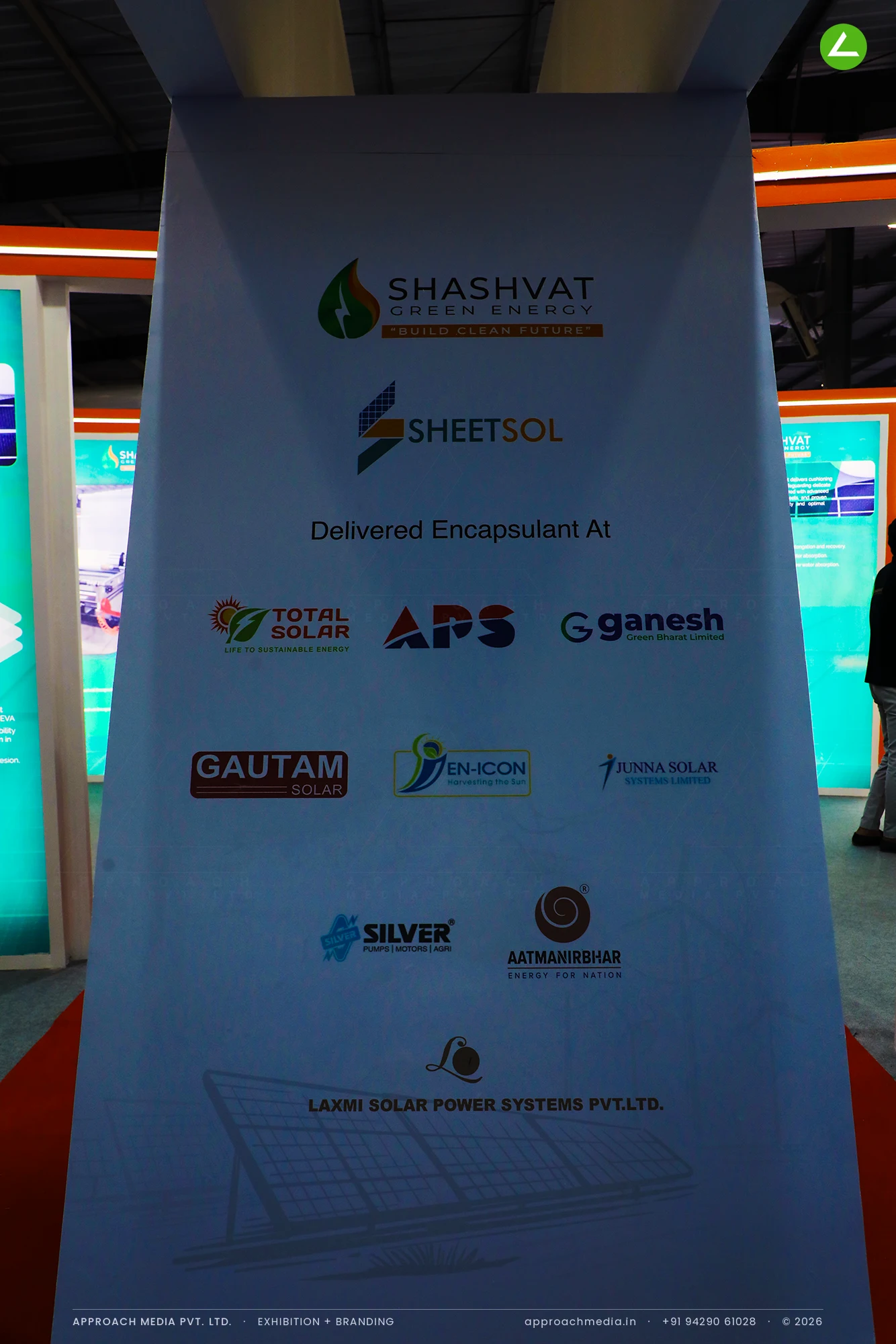 How Shashvat Green Energy used 60 sqm: exhibition stall design at Intersolar India Gandhinagar — photo 3