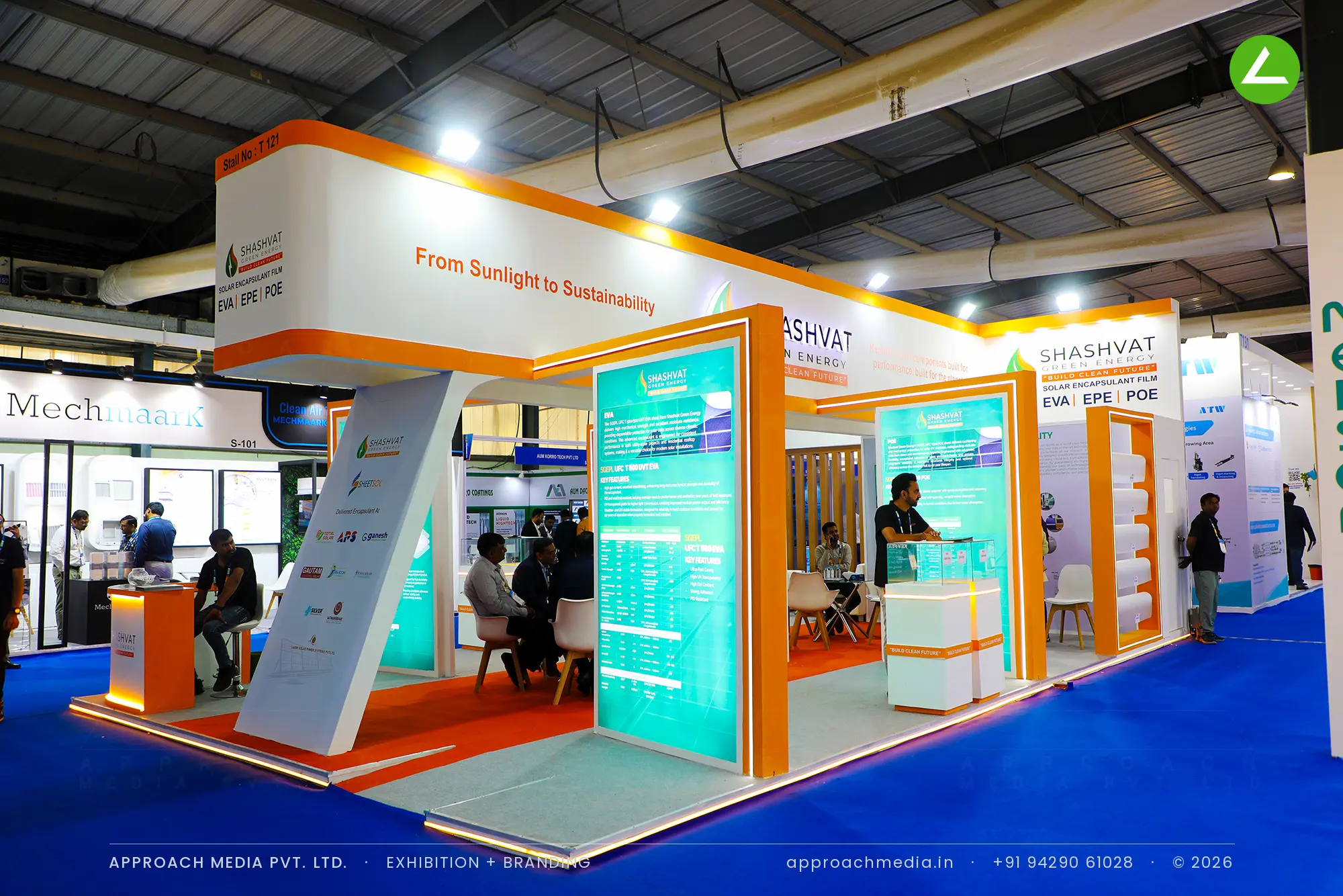 How Shashvat Green Energy used 60 sqm: exhibition stall design at Intersolar India Gandhinagar — photo 2