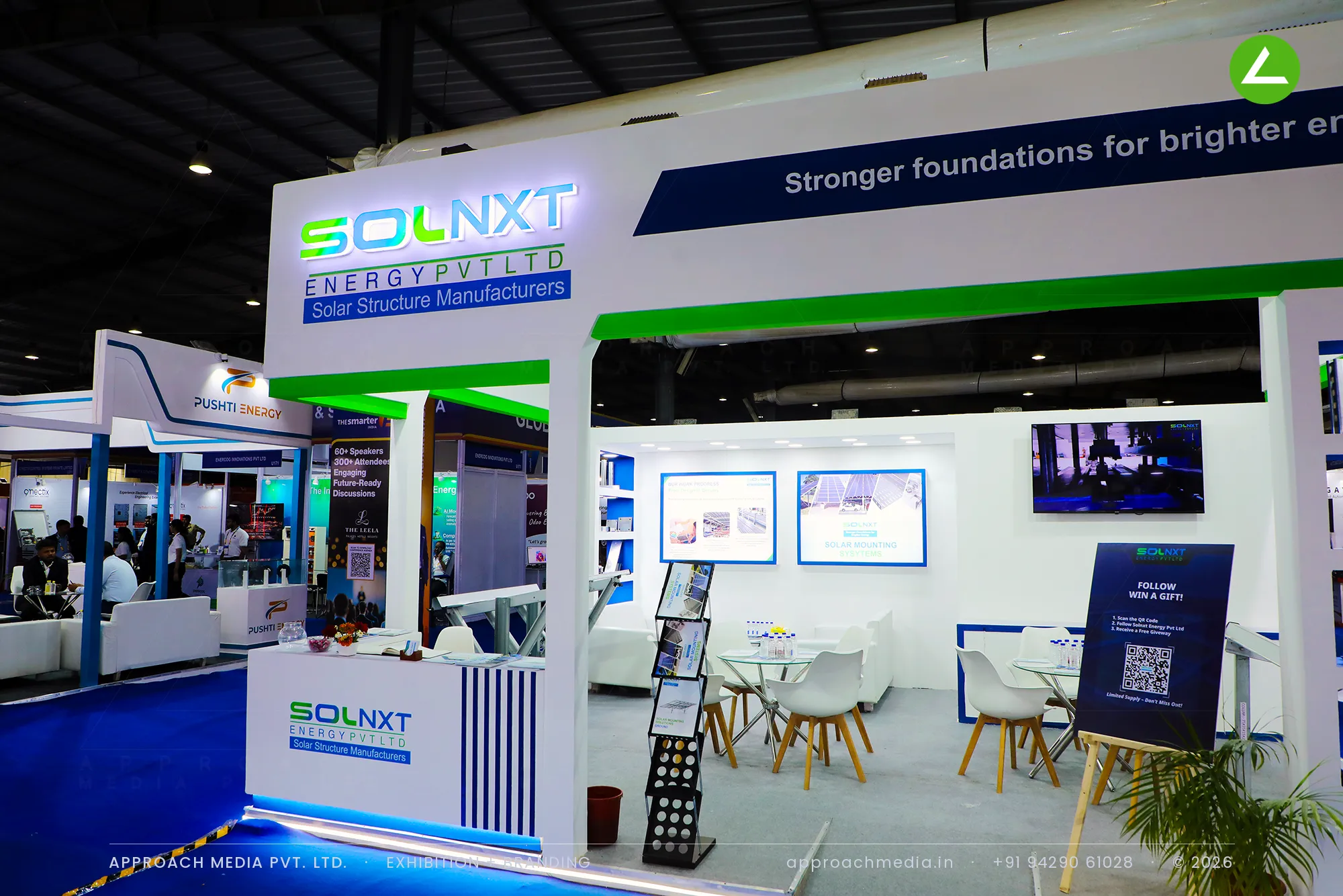 Mounting structures on show: Solnxt Energy exhibition stall design at Intersolar India Gandhinagar — photo 2