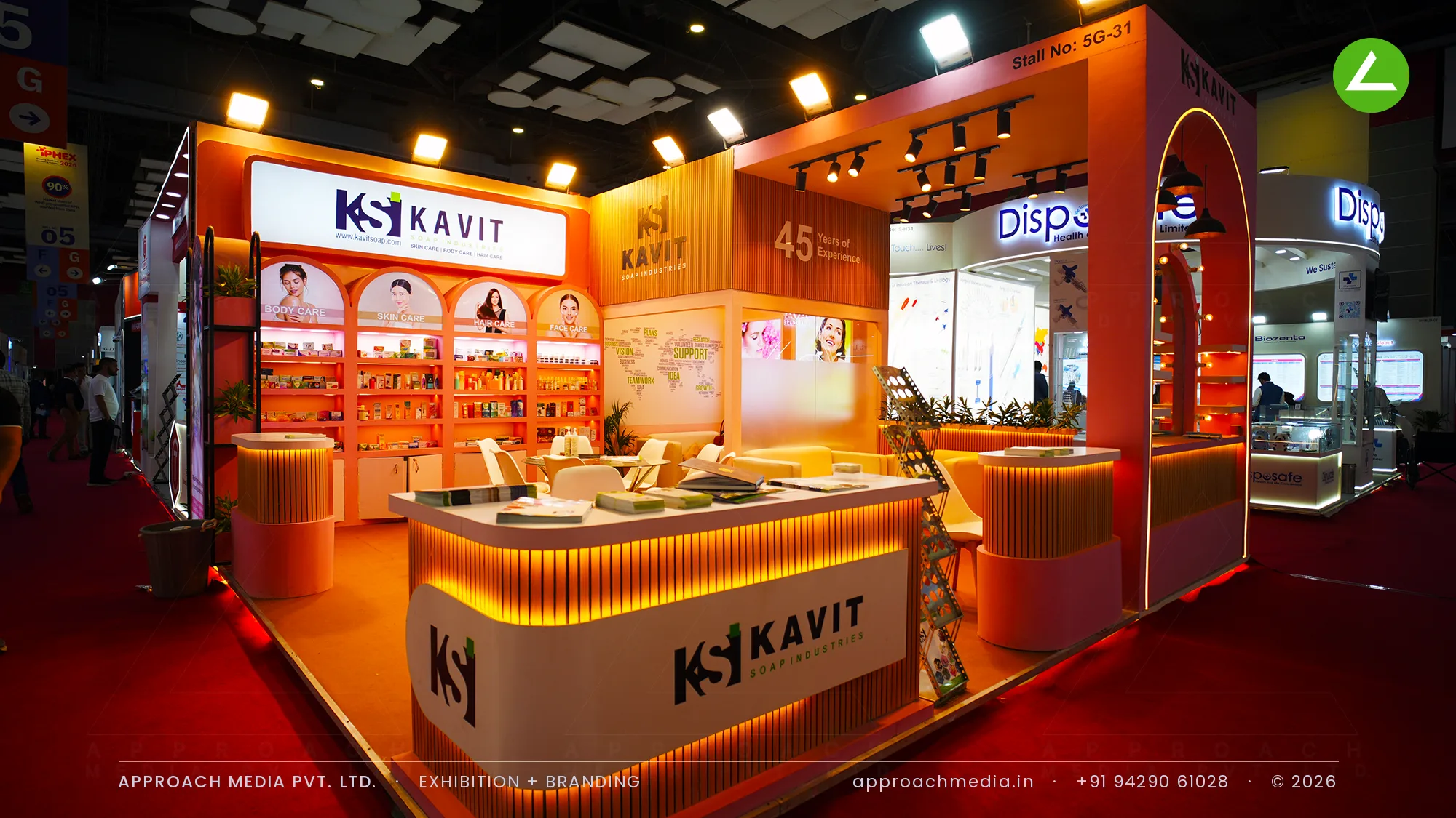 Kavit Soap Industries: 36 sqm Exhibition Stall Design at IPHEX New Delhi 2026 — photo 2