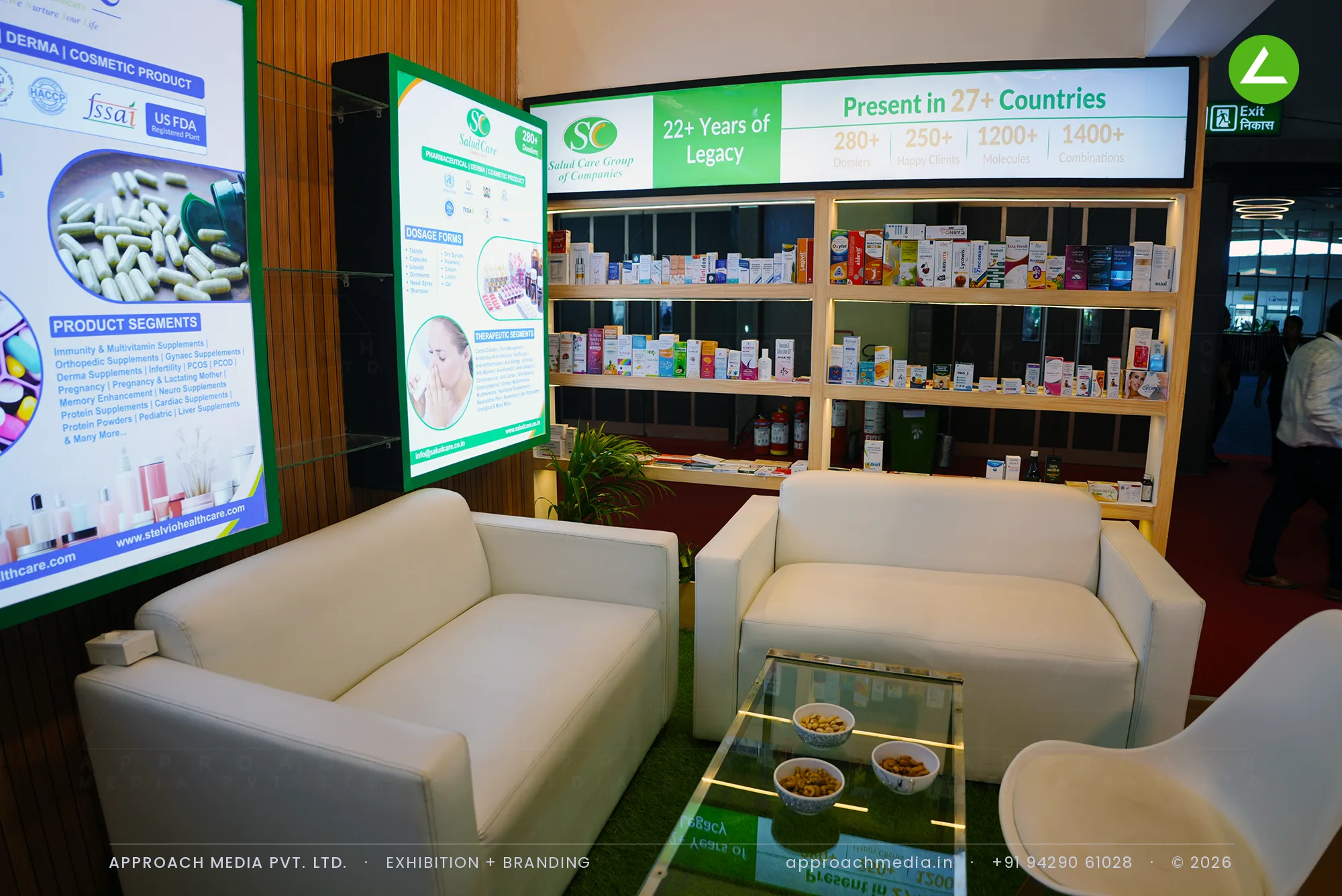 Salud Care Group of Companies: 42 sqm Exhibition Stall Design at IPHEX New Delhi 2026 — photo 2